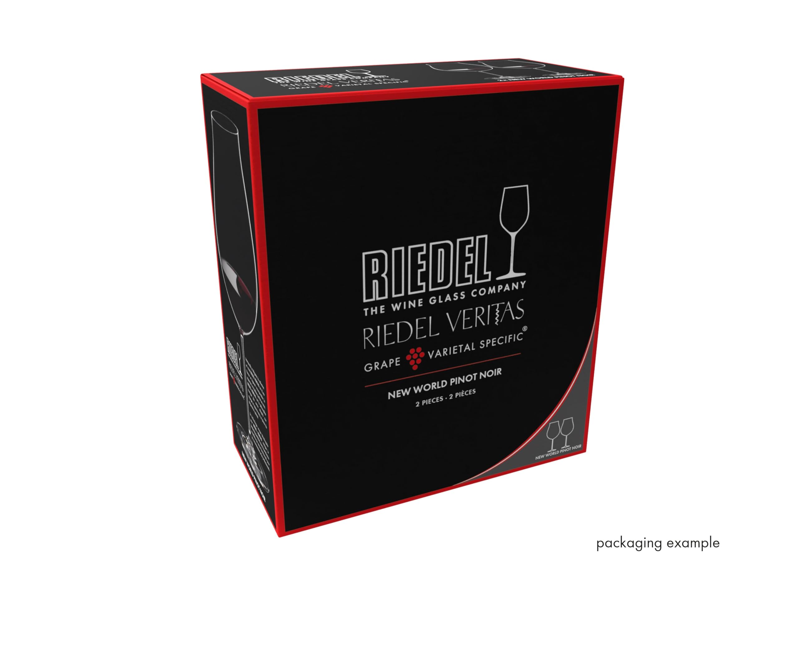 Riedel Veritas Pinot Noir Wine Glasses - Set of 2 Crystal Stemware for Red Wine - Perfect for Fine Dining, Wine Tasting & Gift Giving