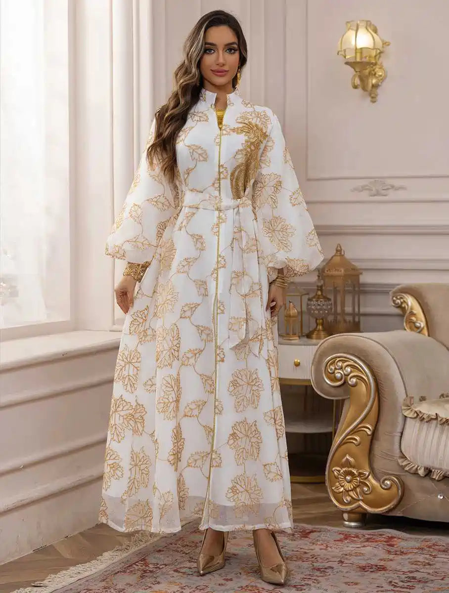 Elegant Eid Sequins Burn Out Doris Caftan Kaftan Dress for Women - Perfect for Holiday Parties, Weddings & Special Occasions #25087
