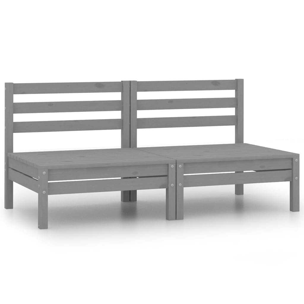vidaXL Durable 2-Seater Patio Sofa - Gray Solid Pinewood Outdoor Furniture for Garden, Balcony & Backyard Lounge Set | Weather-Resistant Modular Design