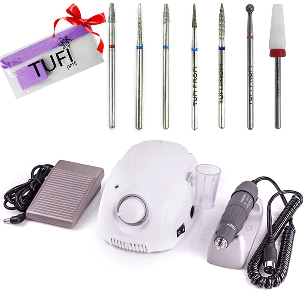 Professional Nail Drill Machine 35,000 RPM - Electric Nail File for Acrylic & Gel Nails, Manicure Pedicure Tools with Nail Art Drill Bits Set & Free Manicure File - Perfect for Salon, Home & DIY Nail Care