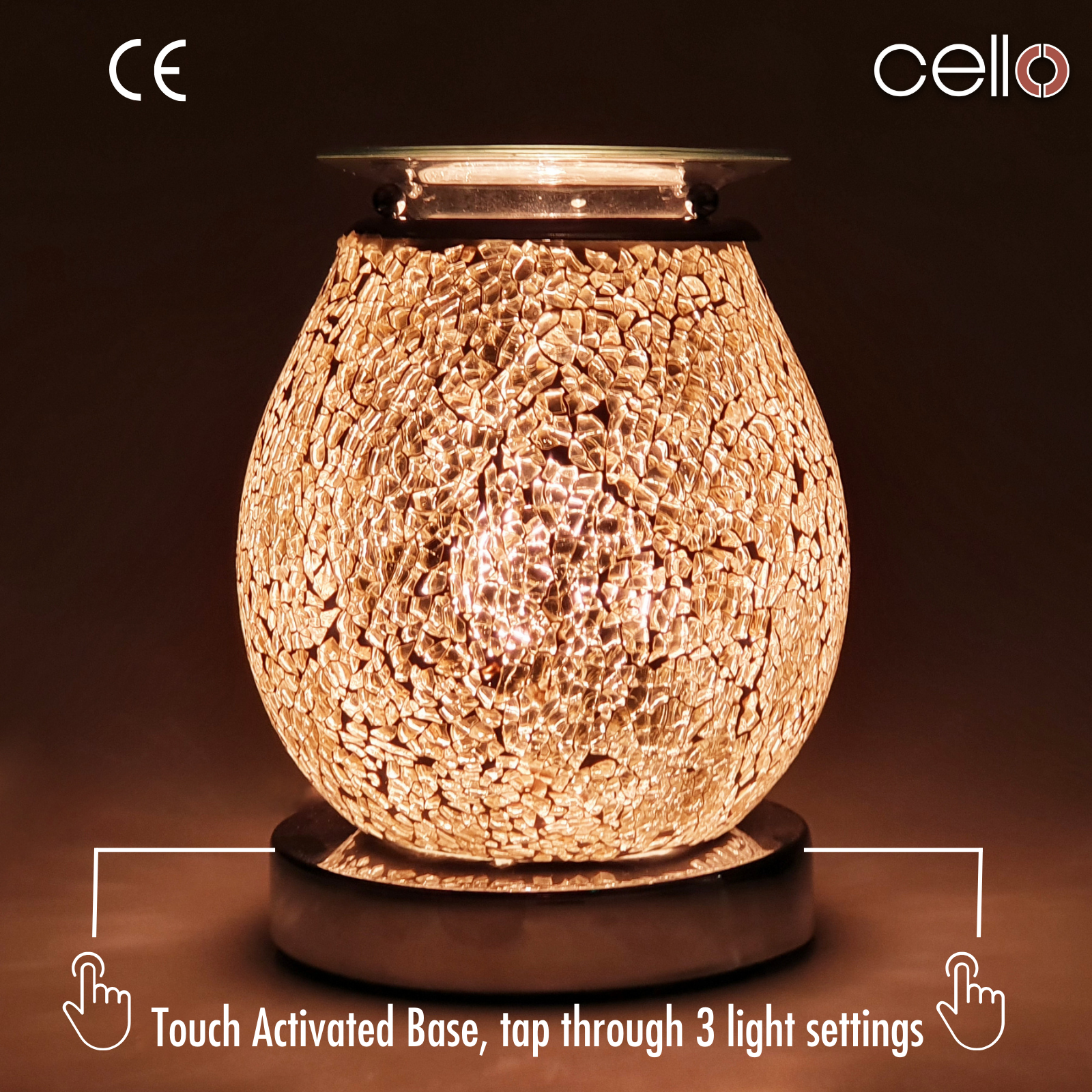 Rose Gold Electric Wax Warmer with Touch Control - Elegant Mosaic Design for Home Fragrance, Aromatherapy & Relaxation - Perfect for Bedroom, Bathroom, Office & Gifts