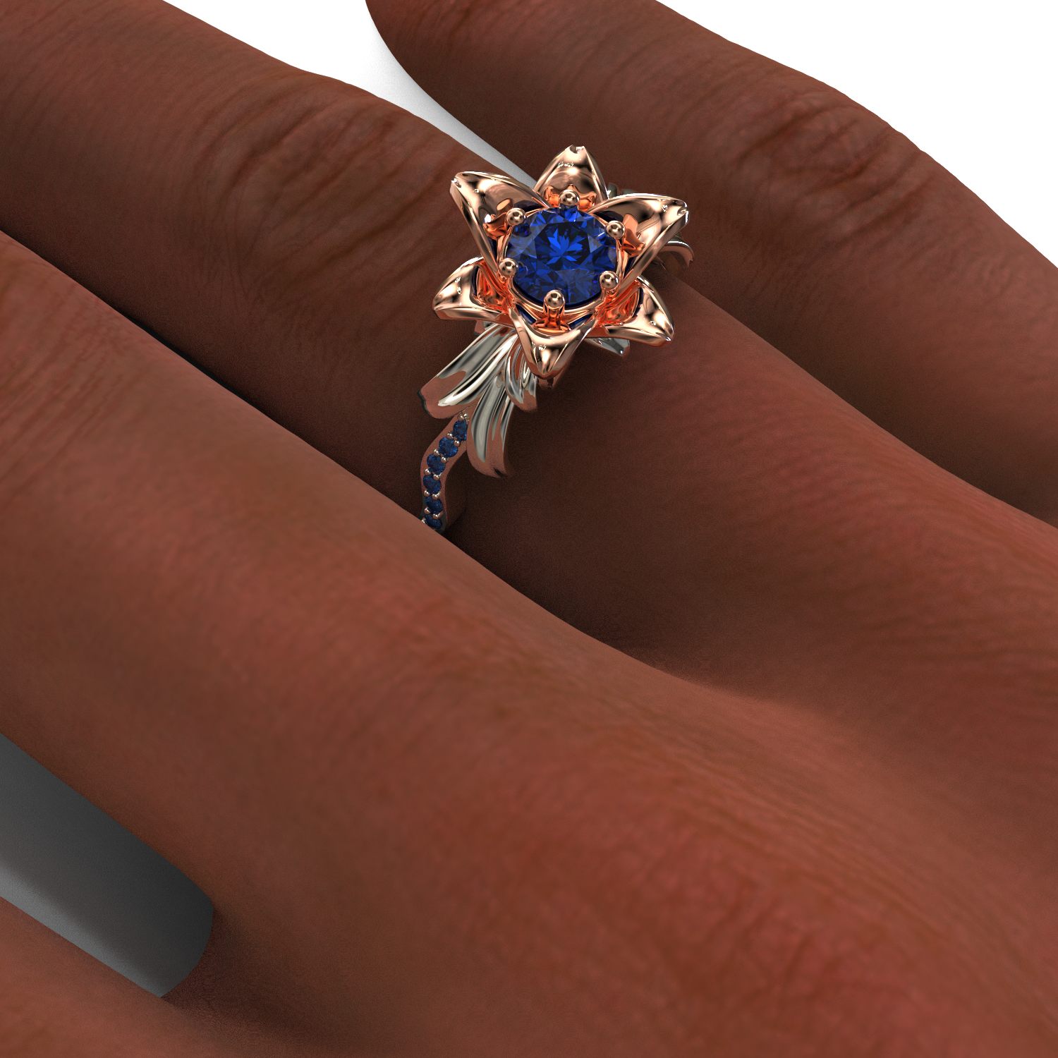Lily Flower Sapphire Engagement Ring for Women - Elegant Blue Gemstone Wedding Band, Promise Ring, Anniversary Gift - Perfect for Proposals, Bridal Jewelry & Special Occasions
