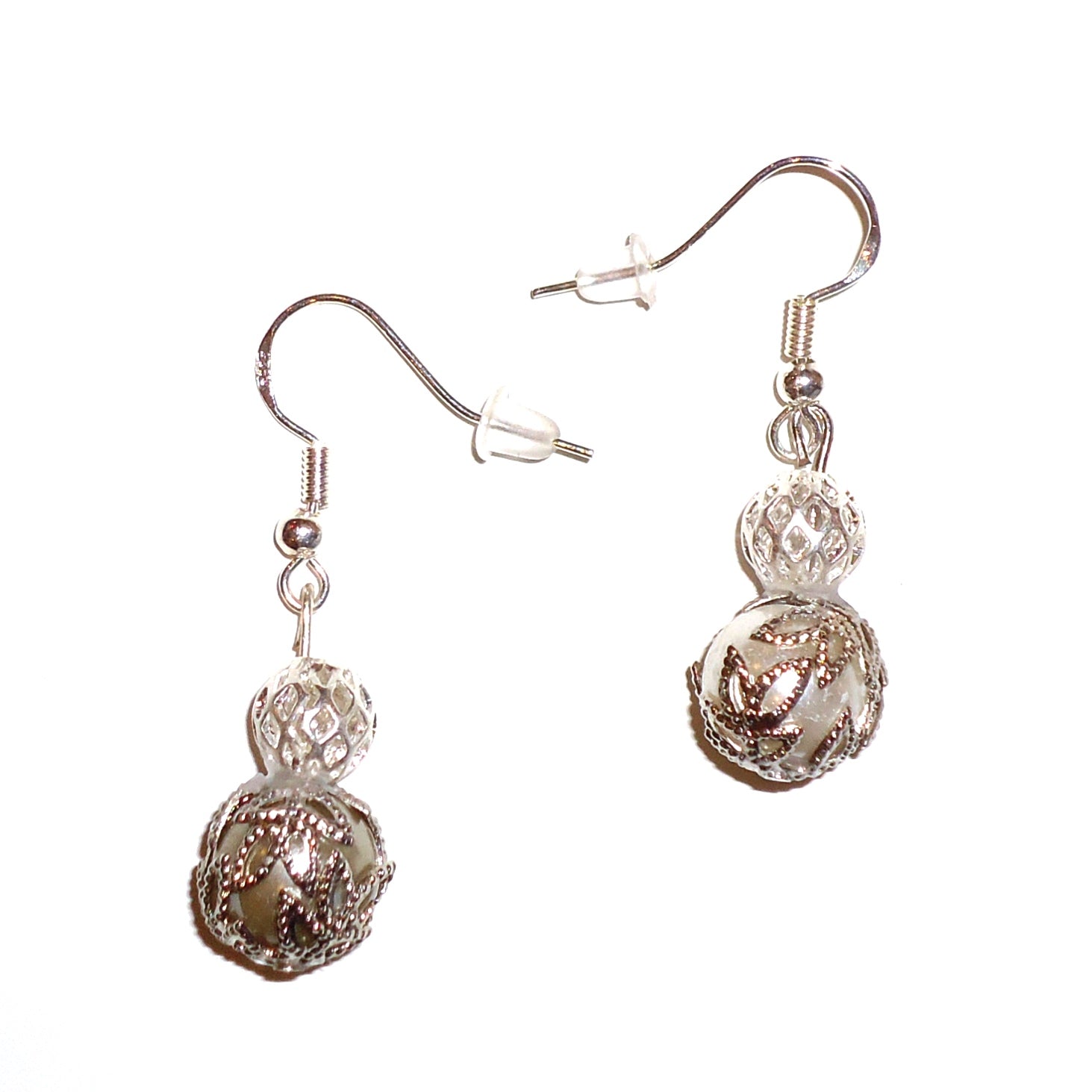 Stylish Gray and Silver Beaded Earrings for Women - Elegant Dangle Drop Jewelry for Party, Wedding & Everyday Wear