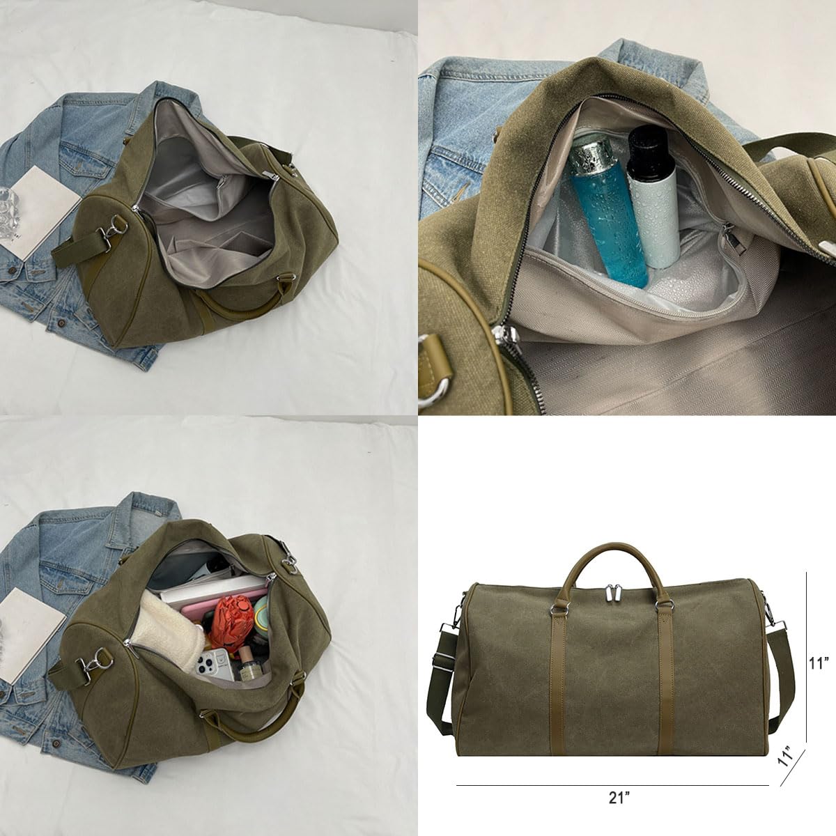 Premium Canvas Duffle Bag - Large Weekender Travel Bag for Gym, Camping, Hiking & Storage | Durable Carry-On Duffel with Spacious Interior (Black) - Perfect for Weekend Getaways, Sports Gear & Outdoor Adventures
