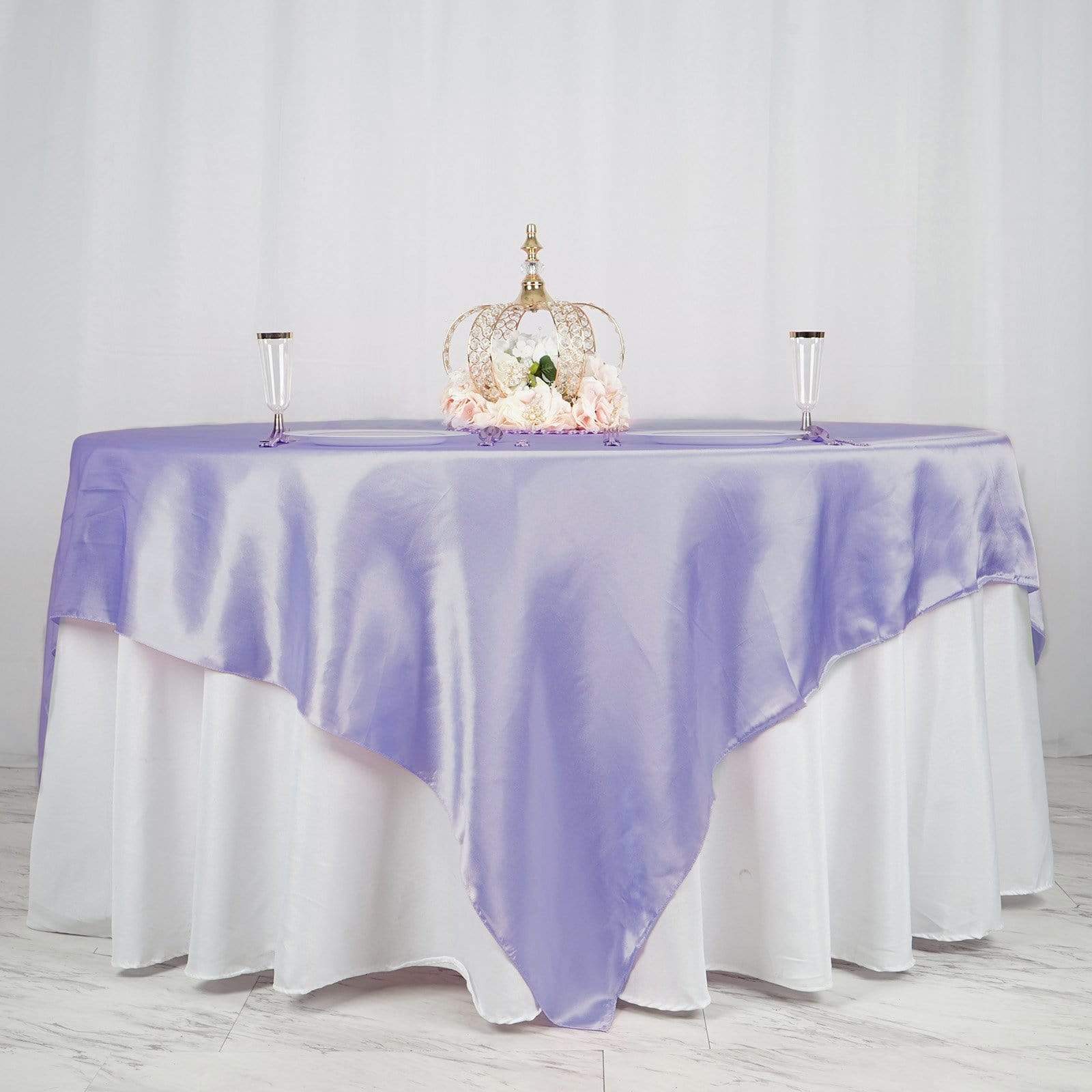 90 x 90 Inch Satin Table Overlay - Premium Square Tablecloth for Weddings, Parties & Events - Elegant Dining Table Cover for Home Decor & Special Occasions