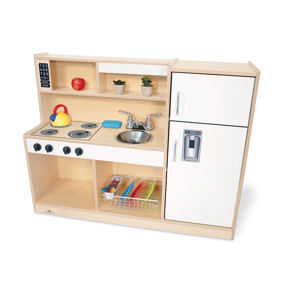Let's Play Toddler Kitchen Combo Set - White | Pretend Play Cooking Toys for Kids Ages 3-5 | Educational Role Play Toy for Preschoolers & Kindergarten