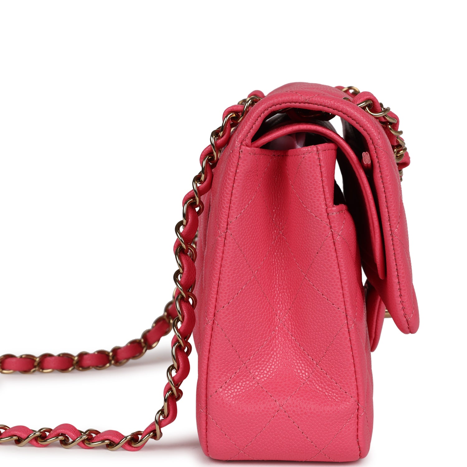 Chanel Medium Classic Double Flap Bag in Hot Pink Shiny Caviar Leather with Gold Hardware - Luxury Handbag for Women, Perfect for Parties, Weddings & Special Occasions