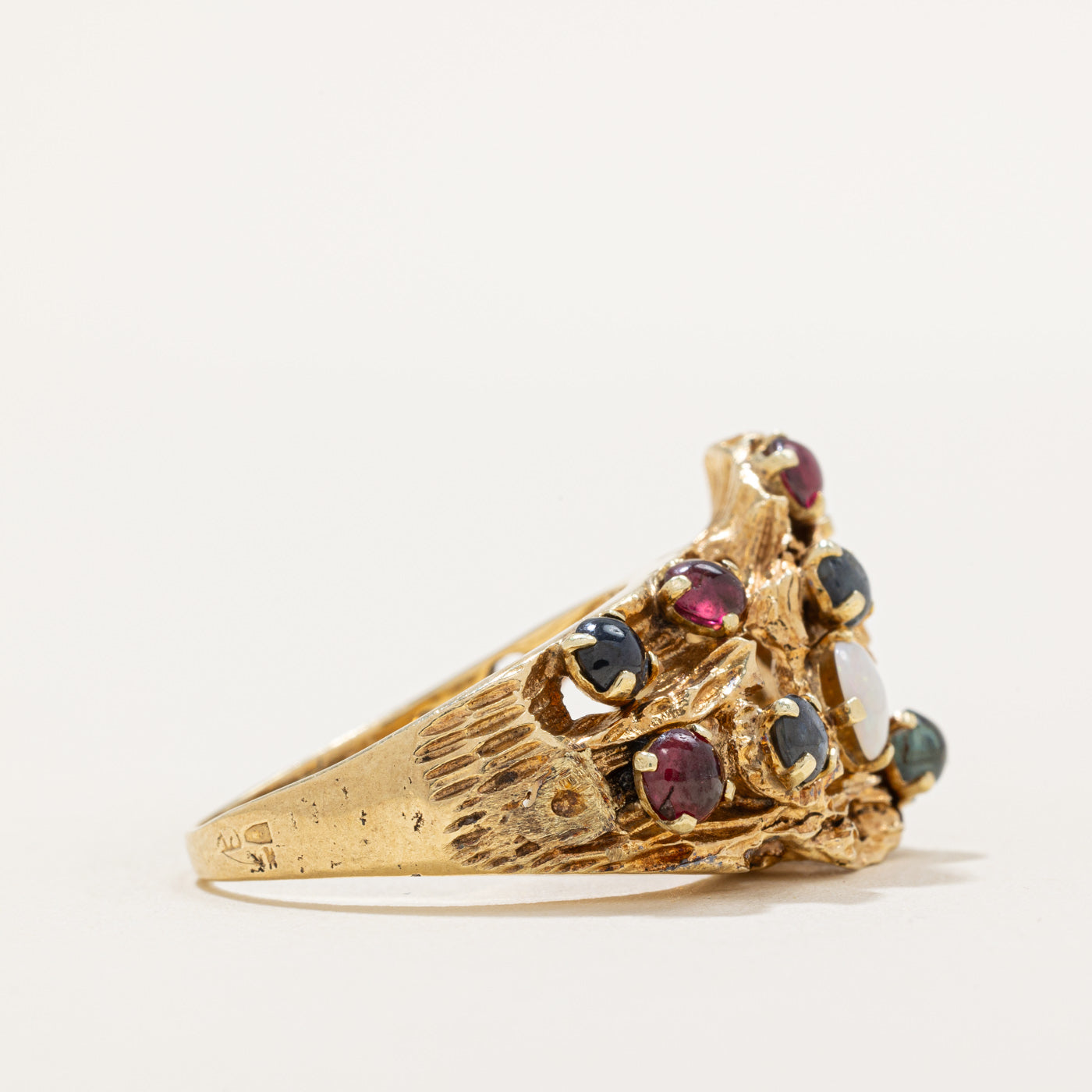 1.75ctw Multi Gemstone Freeform Cocktail Ring - Size 8 | Handmade Boho Statement Jewelry for Women | Perfect for Parties, Weddings & Special Occasions