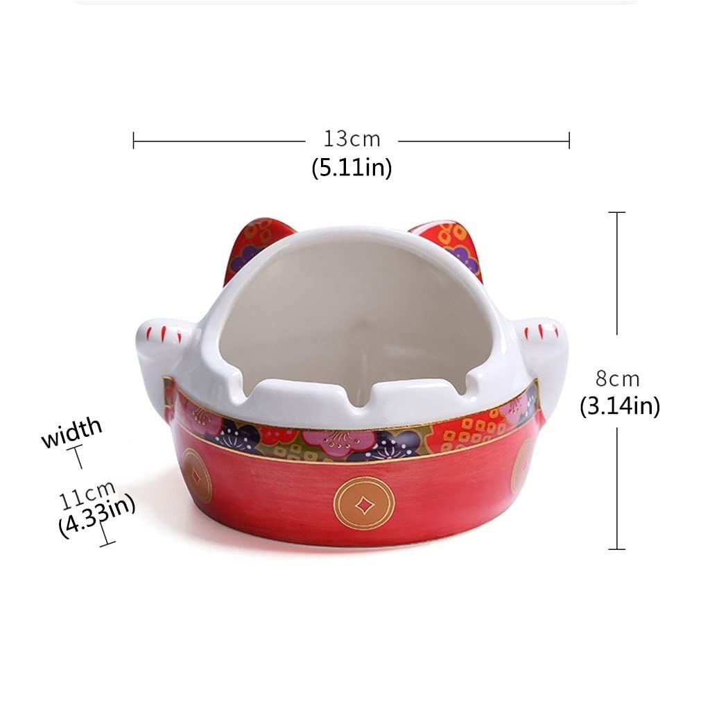 Lucky Cat Ashtray - Modern Multifunctional Indoor/Outdoor Cigarette Ashtray with Anti-Fly Ash Design for Home, Office, Smoking Room, and Patio Use - Stylish Desktop Ash Tray for Living Room, Balcony, and Workspace