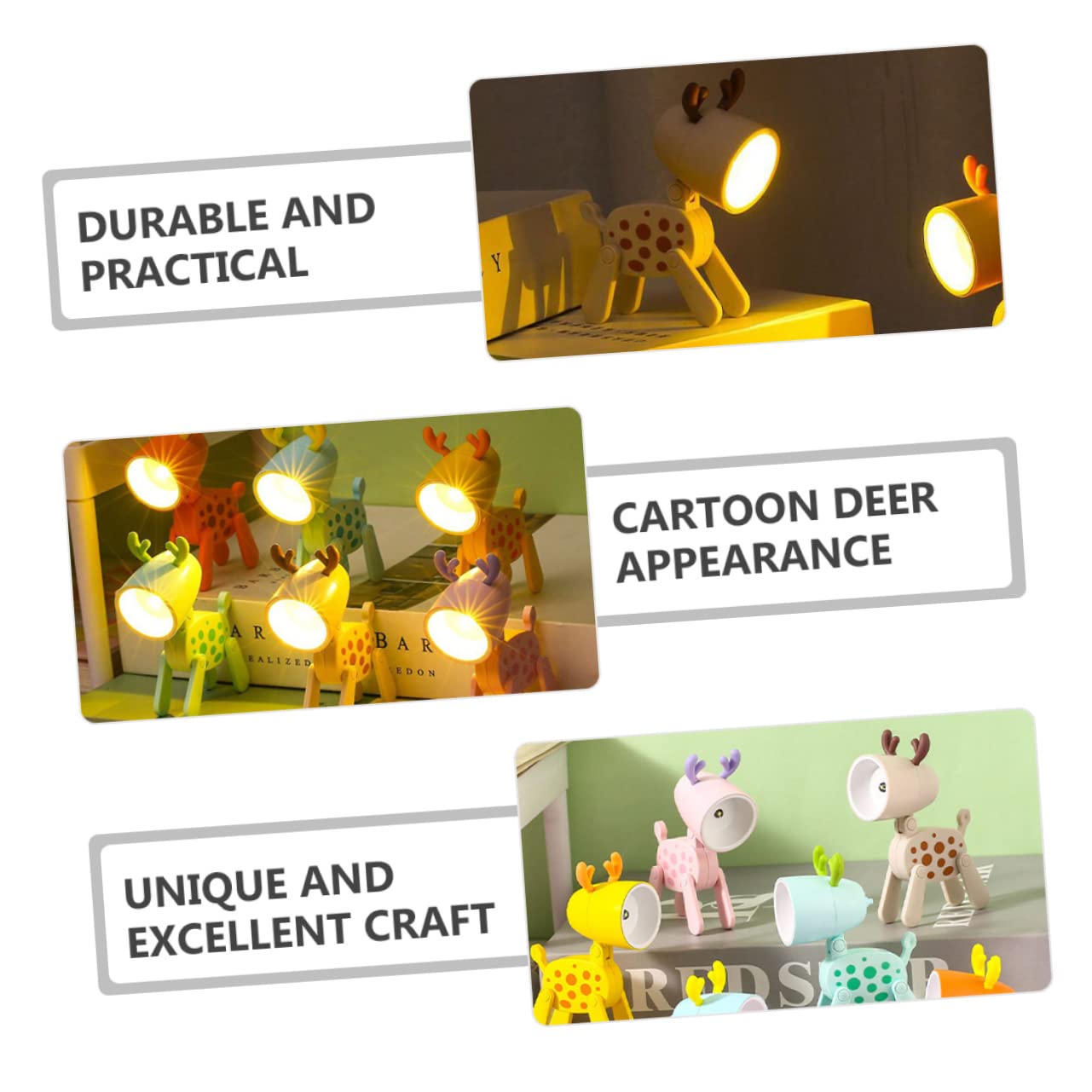 Homoyoyo Decorative LED Night Lamp - Cute Cartoon Deer Night Light for Kids Room, Portable Bedside Lamp, Nursery & Bedroom Lighting - Perfect for Bedtime Stories, Night Feedings & Soothing Nighttime Ambience