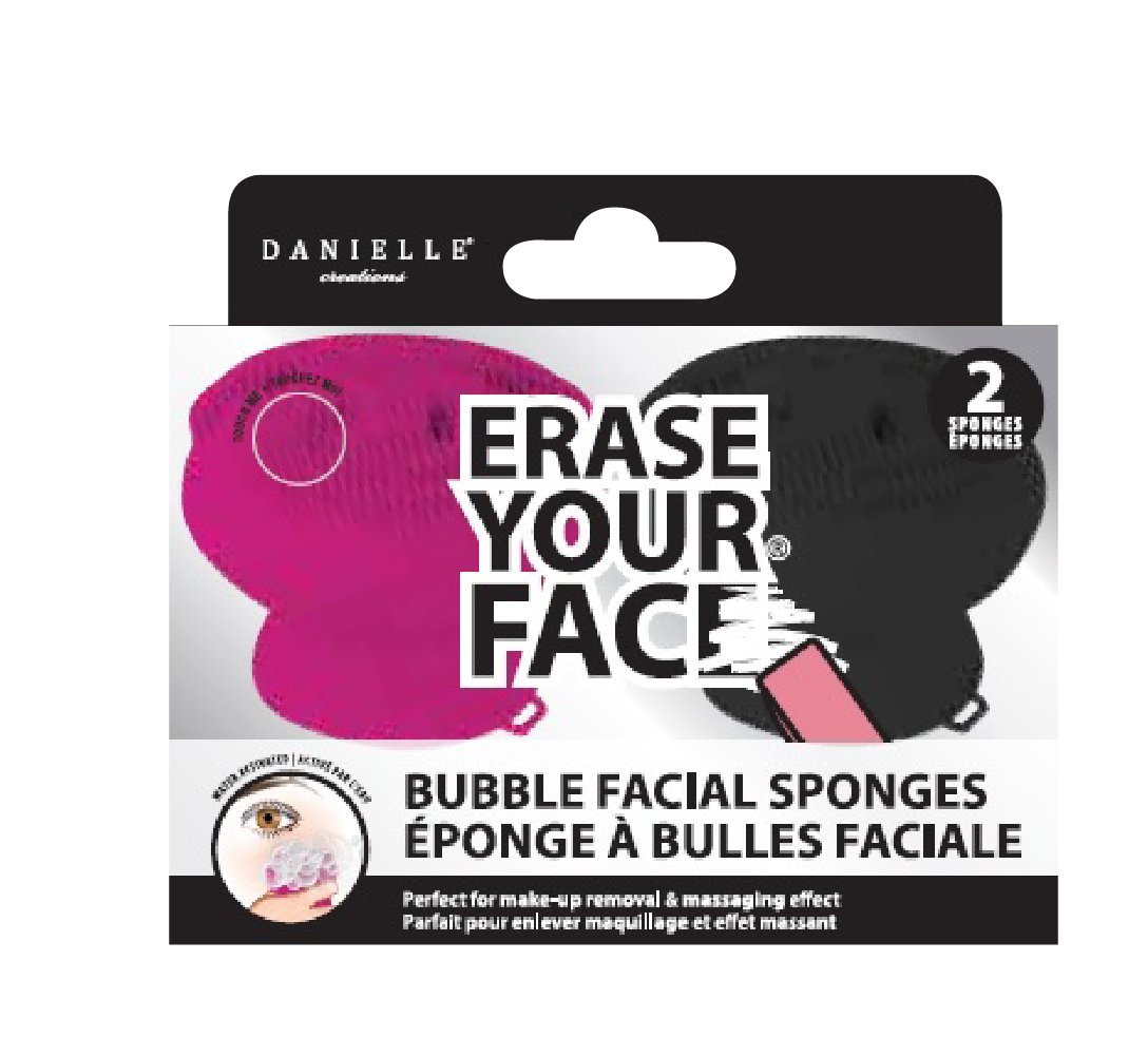 Danielle Creations Erase Your Face Silicone Facial Sponges - Hot Pink & Black (2 Pack) for Gentle Exfoliation & Makeup Removal - Perfect for Daily Skincare Routine