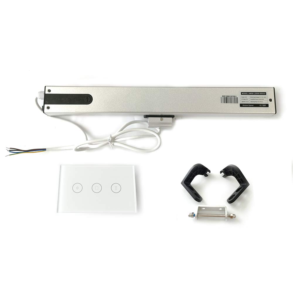Smart WiFi Window Opener with Alexa & Google Assistant - Automatic AC Motor Window Controller, US Standard, App & Push Panel Remote Control - Perfect for Home Automation, Greenhouses & Ventilation Systems