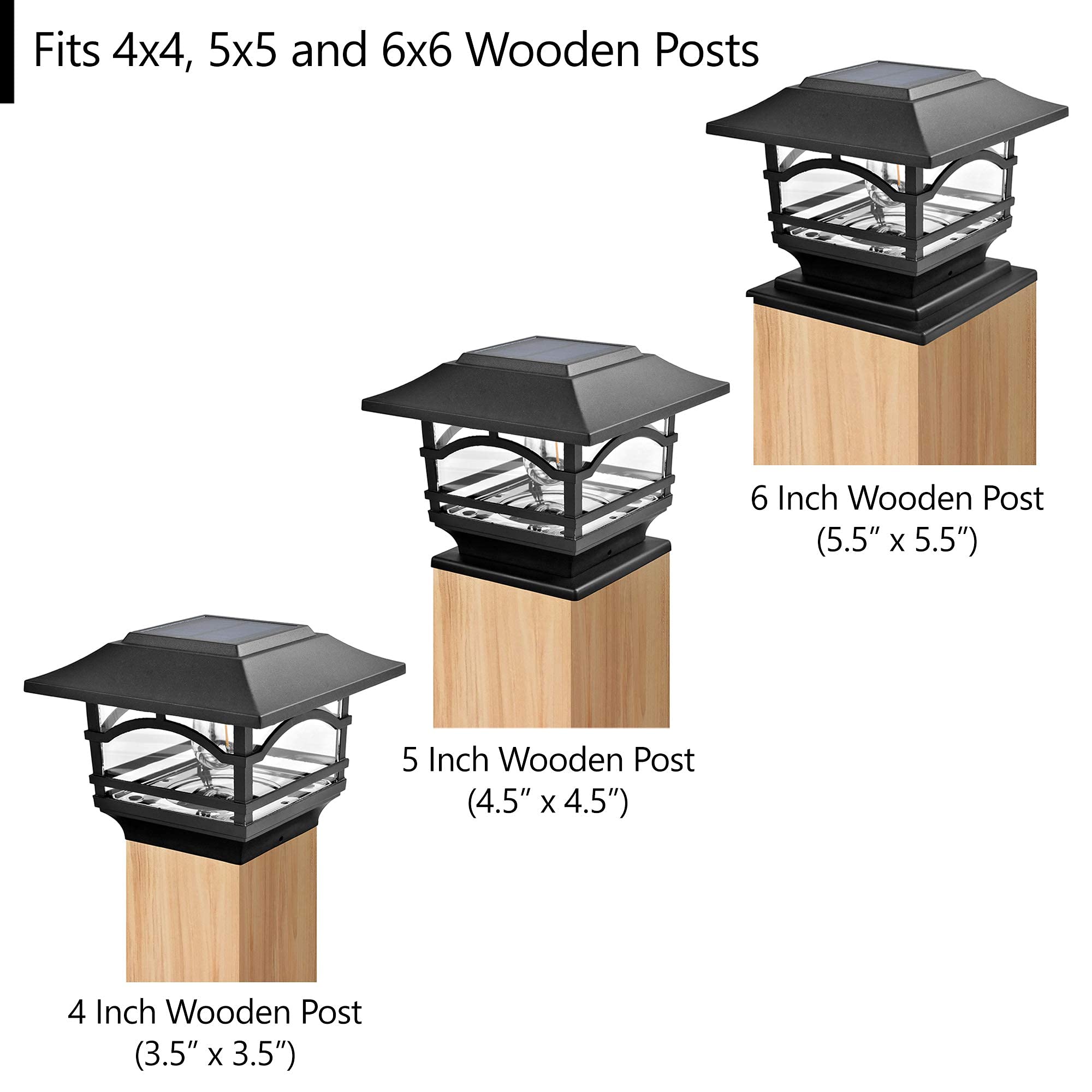 Davinci Lighting Edison & Premium Solar Post Cap Lights (1 Pack Each) - Slate Black | Outdoor Pathway & Garden Lighting for Patio, Deck, and Driveway