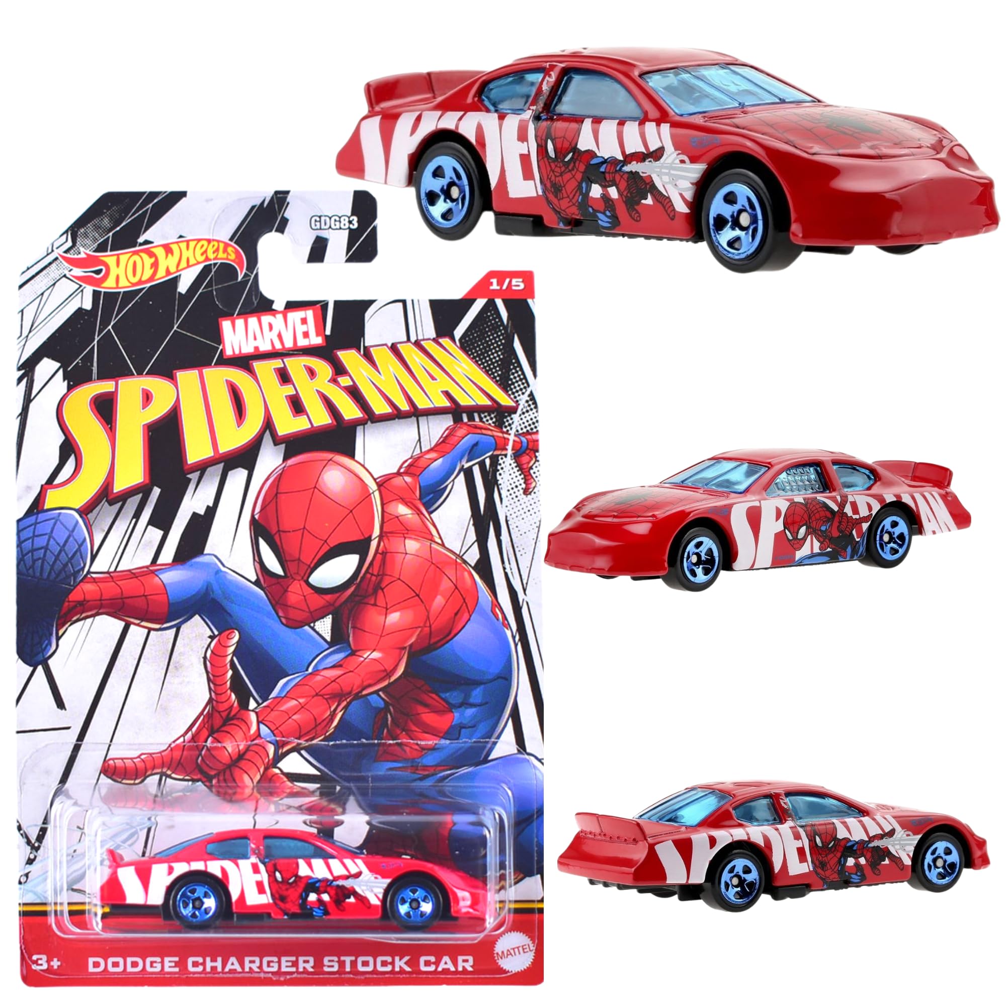 Hot Wheels Marvel Spider-Man 1:64 Scale Dodge Charger Stock Car - Collectible Die-Cast Toy for Kids & Adults - Perfect for Play, Display & Gifts
