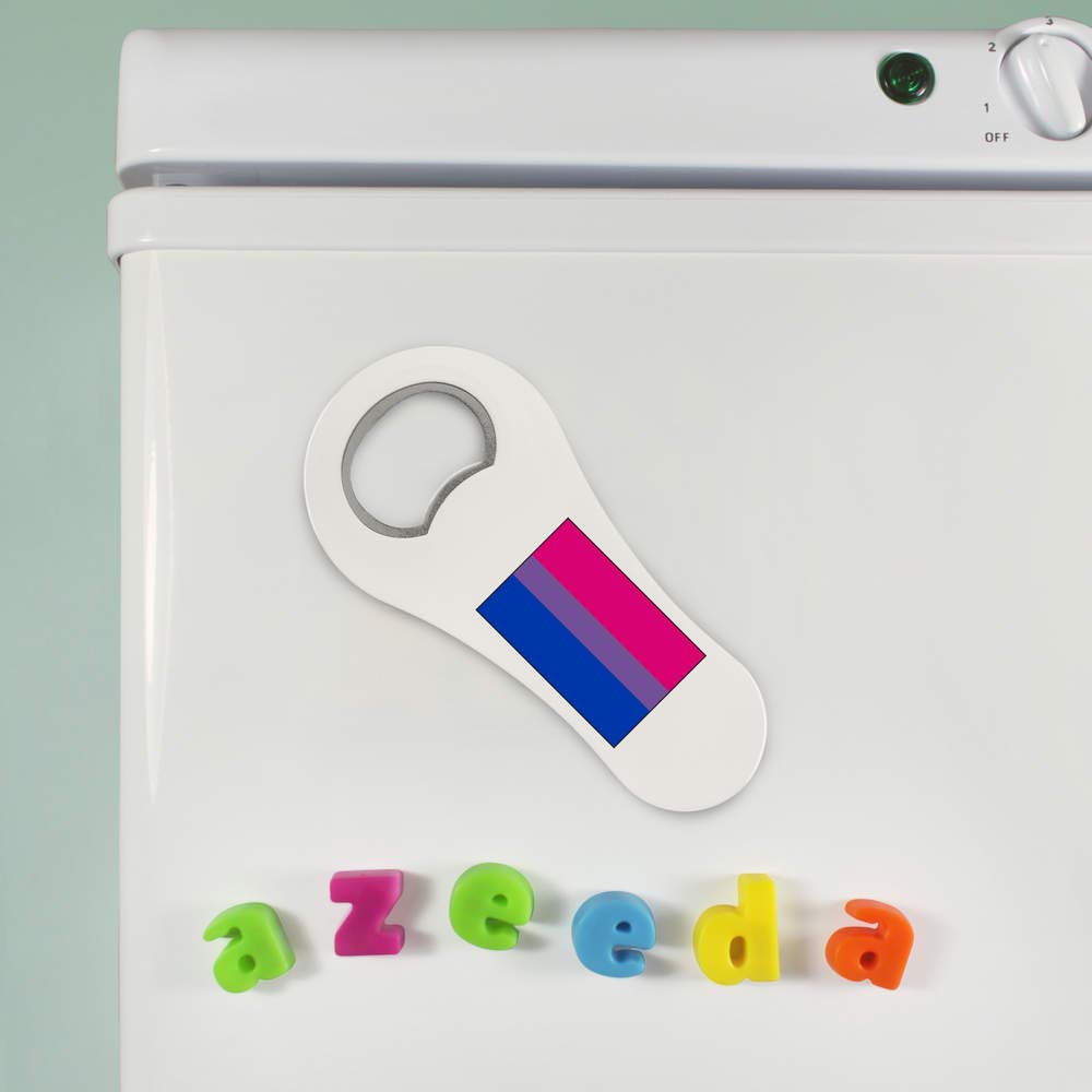 Bisexual Pride Flag Bottle Opener & Fridge Magnet - LGBTQ+ Bar Accessories for Home, Kitchen, Dorm, or Pride Events (BO00039818)