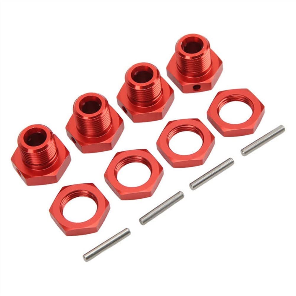 LYunce Aluminum RC Car Hex Coupler & Wheel Hub with Fixing Pins - Compatible with Typhon 4x4 1/8 Scale RC Vehicles (Red) - Perfect for Off-Road Racing & RC Car Upgrades