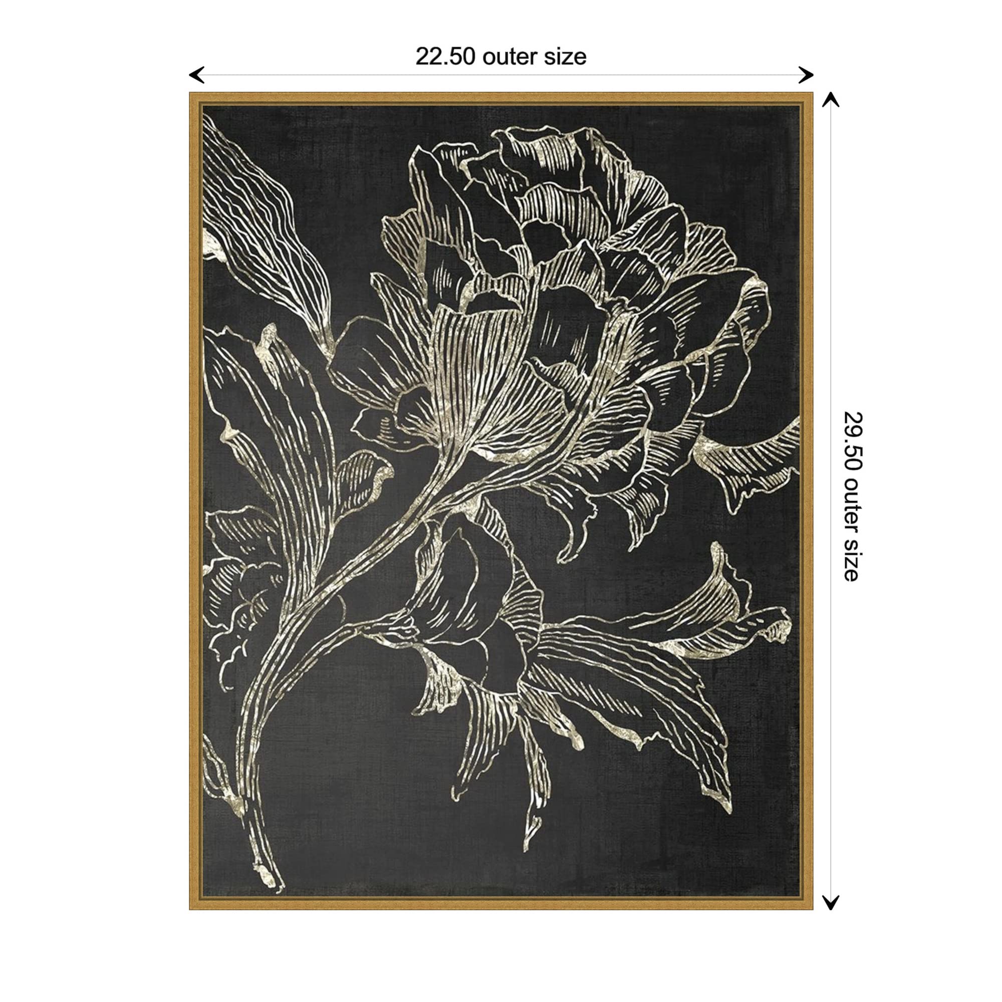 Amanti Art Framed Canvas Wall Art - 30x23 Golden Flower Folklore by Asia Jensen, Abstract Modern Contemporary Decor, Large Framed Poster Painting for Living Room & Bedroom - Perfect for Home Office, Dining Room & Gift Giving