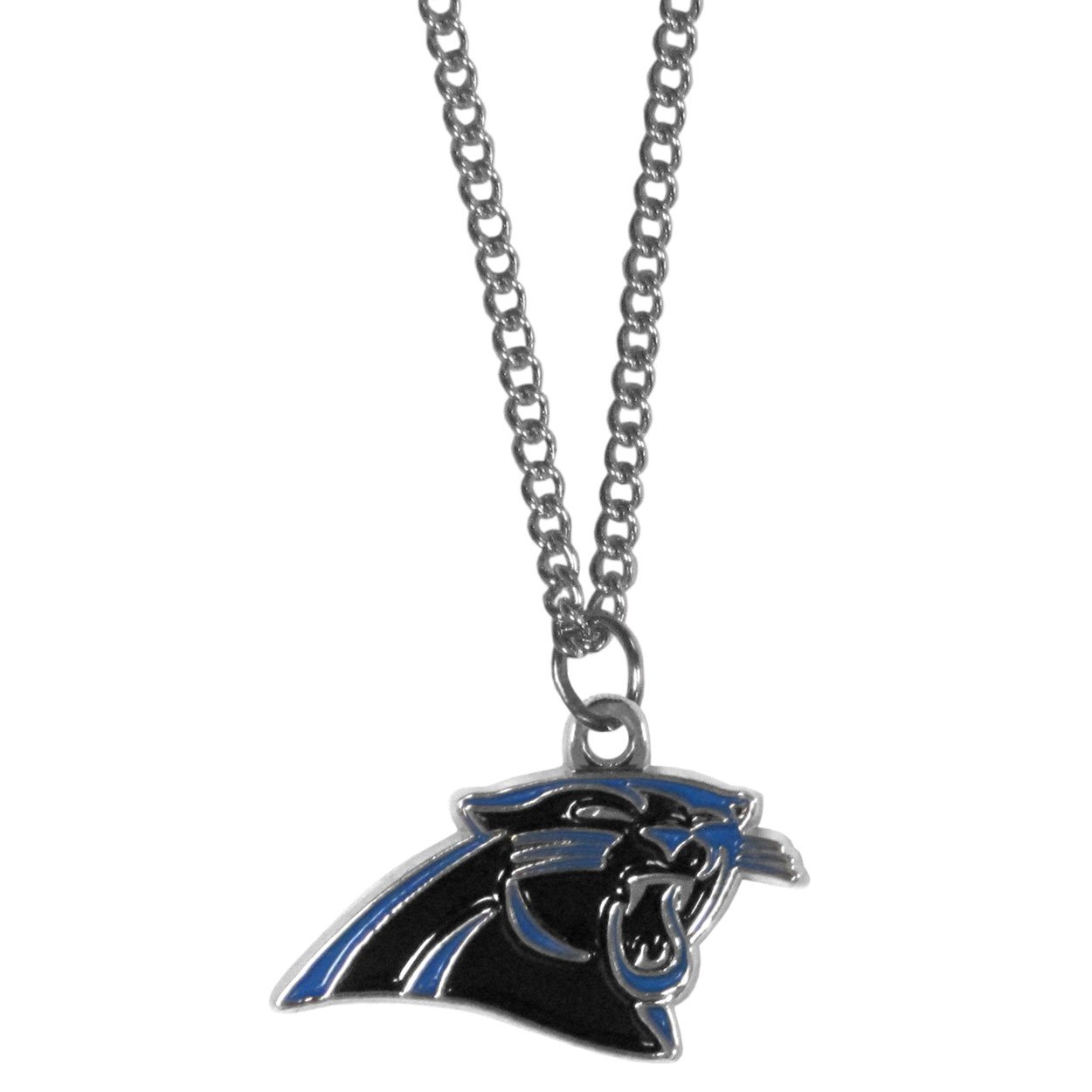 Carolina Panthers NFL Team Color Chain Necklace with Small Charm - 22 Inch Sports Fan Jewelry for Game Day & Tailgating