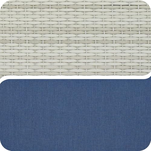 Light Gray Wicker / Blue Cushion