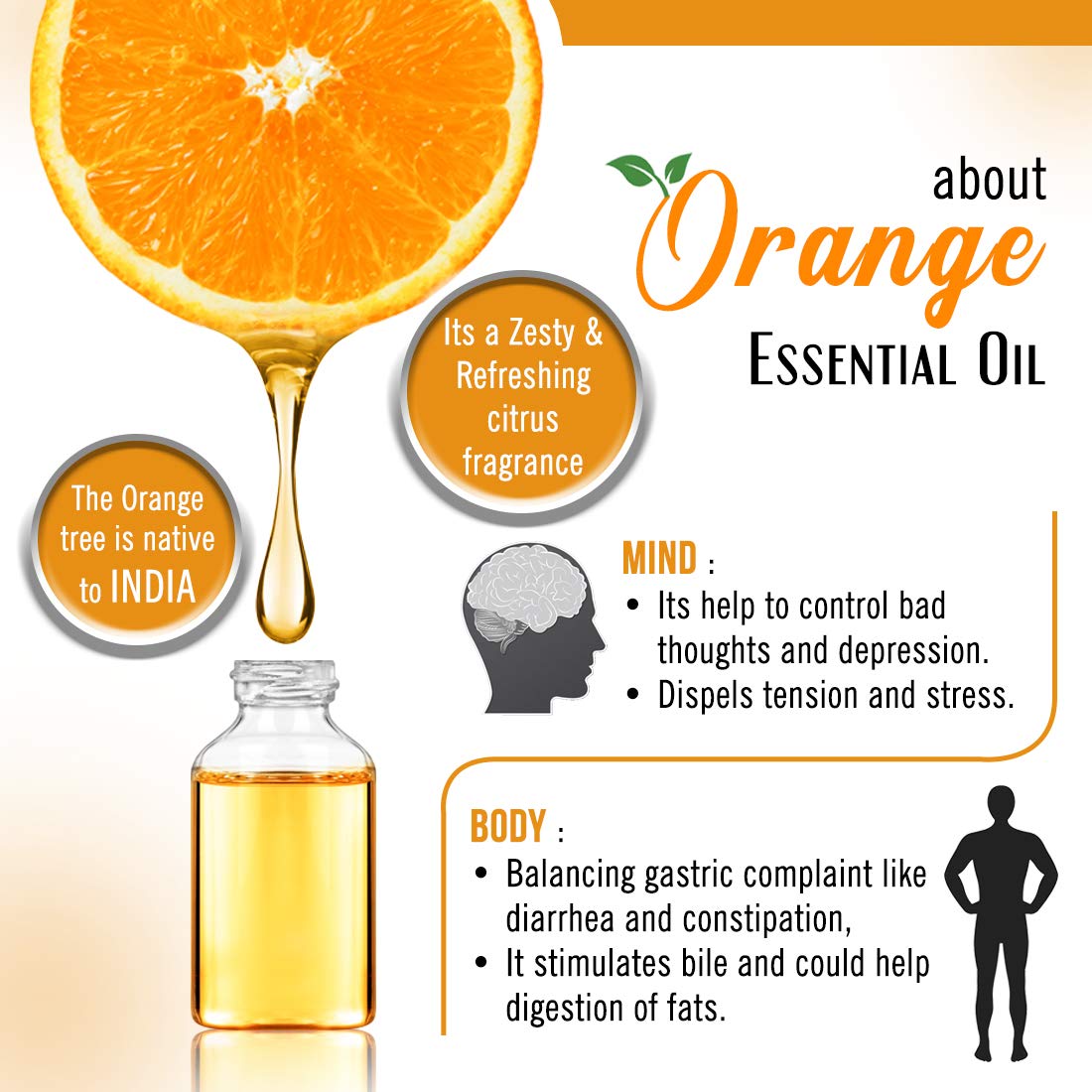 Keya Seth Aromatherapy Orange Body Oil - Skin Brightening & Rejuvenating with Vitamin C | Non-Sticky Moisturizer for Daily Use | After Bath & Massage Therapy | 200ml | Perfect for Dry Skin Care & Relaxation