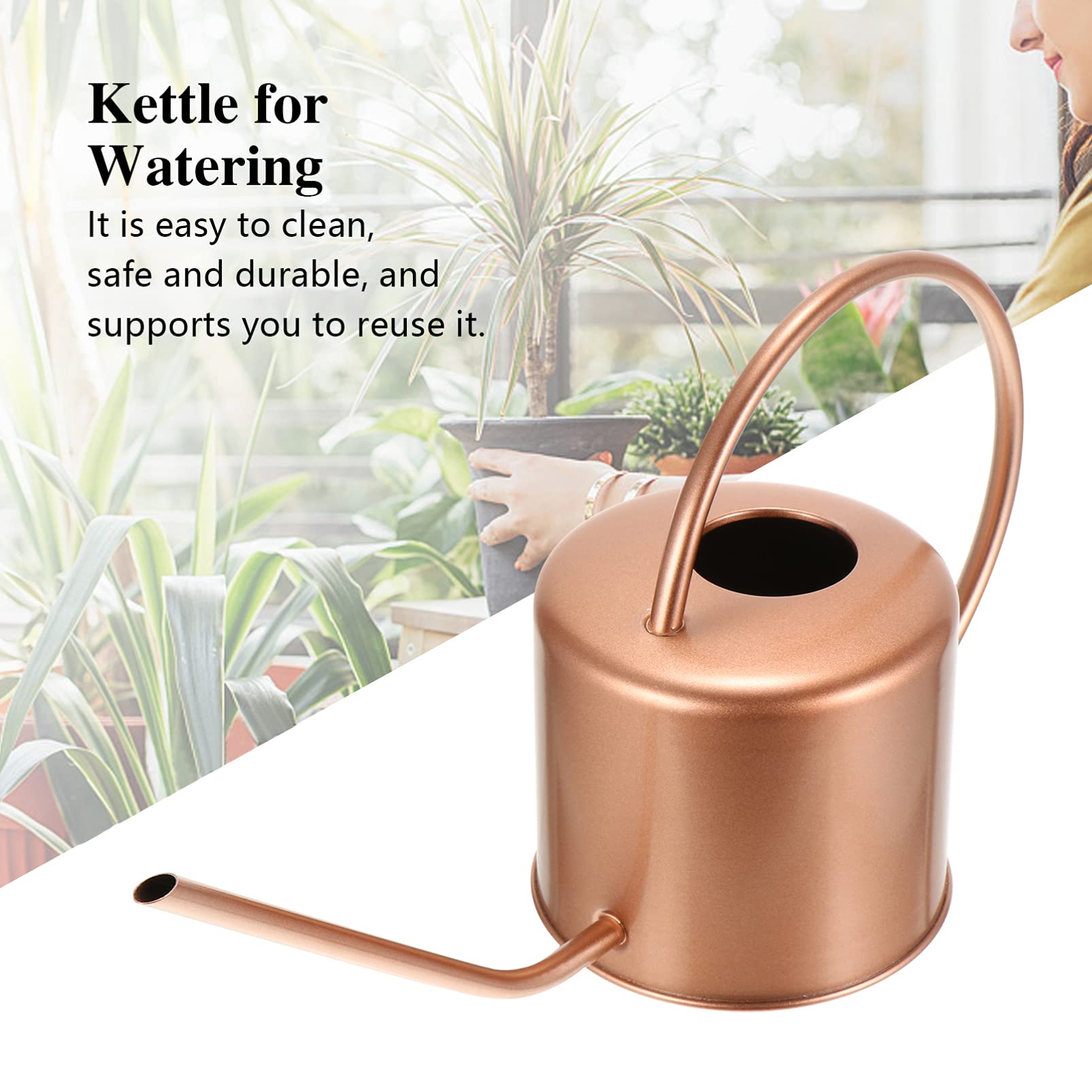 Hemoton Stainless Steel Watering Can - 1 Gallon Garden Watering Pot with Long Spout for Indoor & Outdoor Plants, Flowers, and Herbs - Perfect for Home, Office, and Greenhouse Use