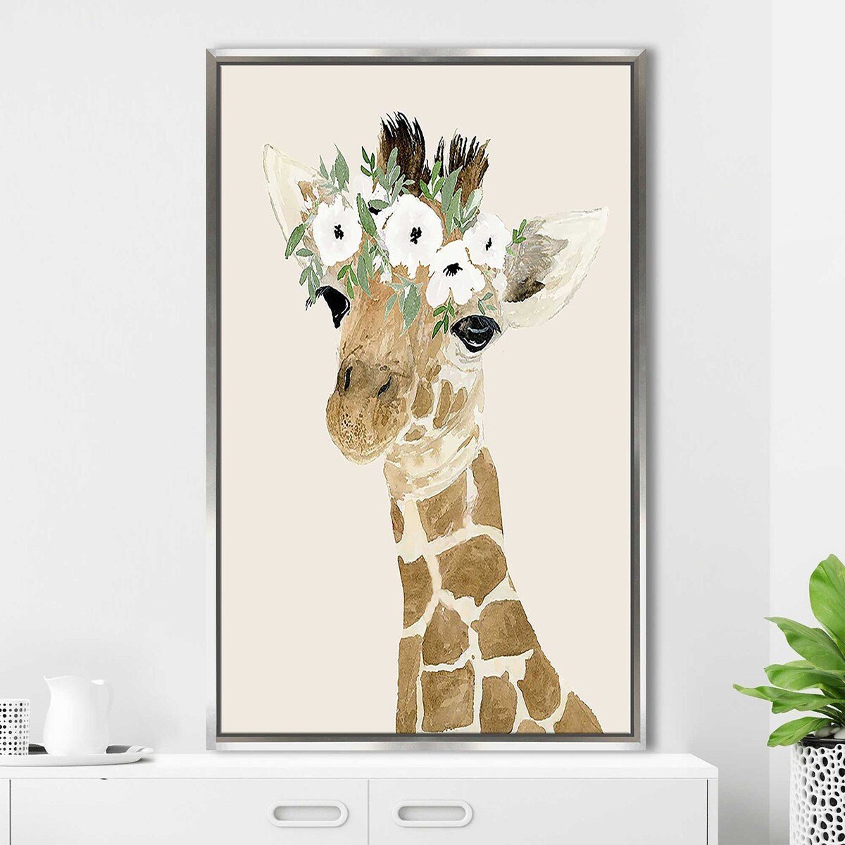 Floating Canvas with Adorable Giraffe Print - Perfect for Nursery Decor & Kids Room Wall Art