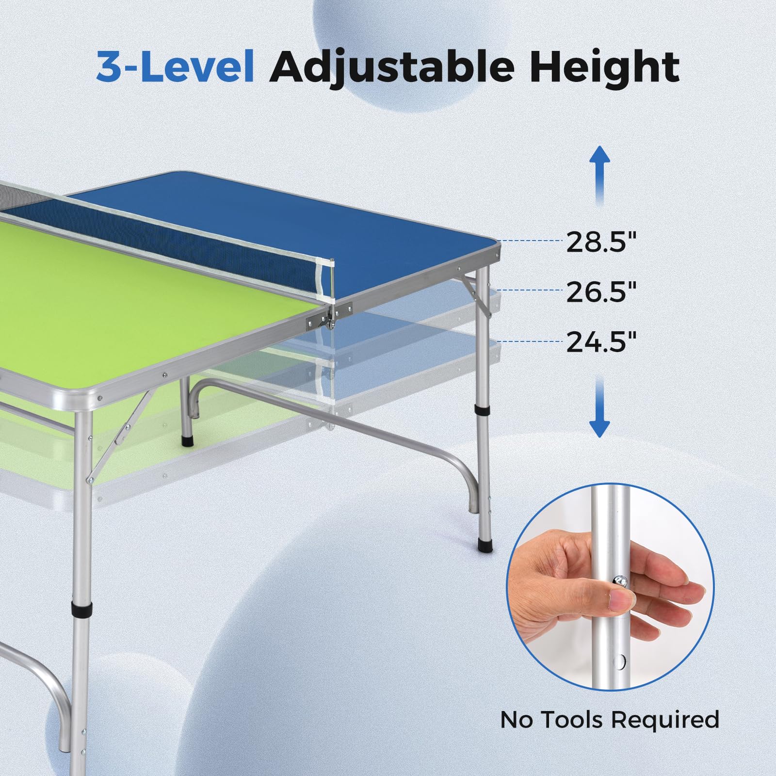 Goplus Foldable Ping Pong Table - 100% Preassembled Indoor Outdoor Table Tennis Set with Net, 2 Paddles & Balls | Portable for Backyard, Garage, Office & Family Game Night