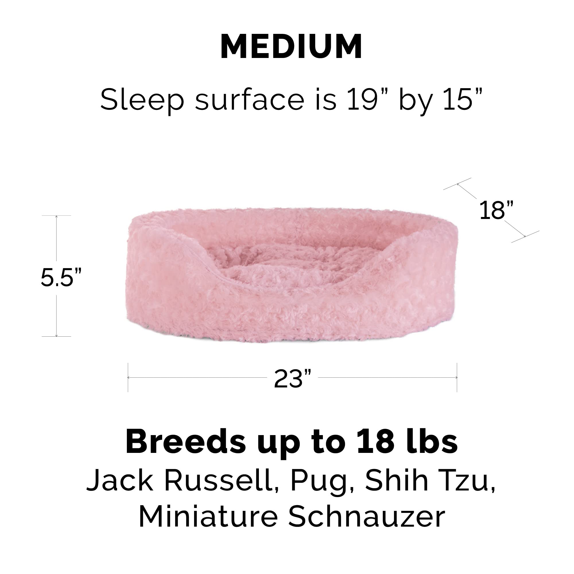 Furhaven Ultra Plush Faux Fur Dog Bed for Small & Medium Dogs Up to 18 lbs - Removable Washable Cover & Pillow Cushion Insert - Pink Oval Lounger - Perfect for Living Room, Bedroom or Pet Nursery
