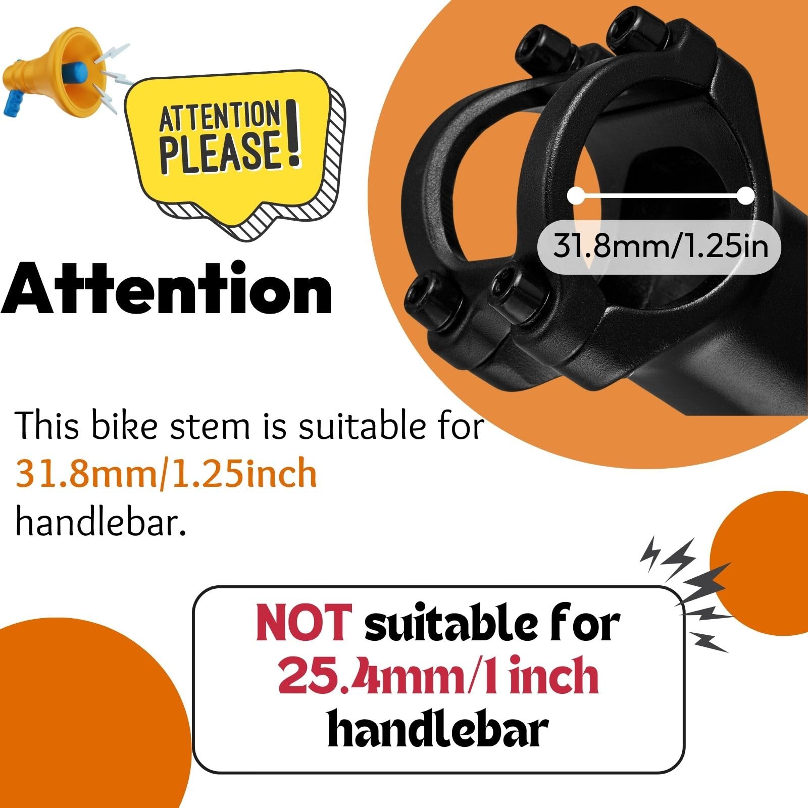 Rmiott 31.8 Bike Stem 70mm 80mm 90mm 110mm Length 35 Degree Handlebar Riser - Aluminum Black MTB Road Bicycle Stem for Mountain & Road Bikes - Perfect for Climbing, Commuting and Trail Riding