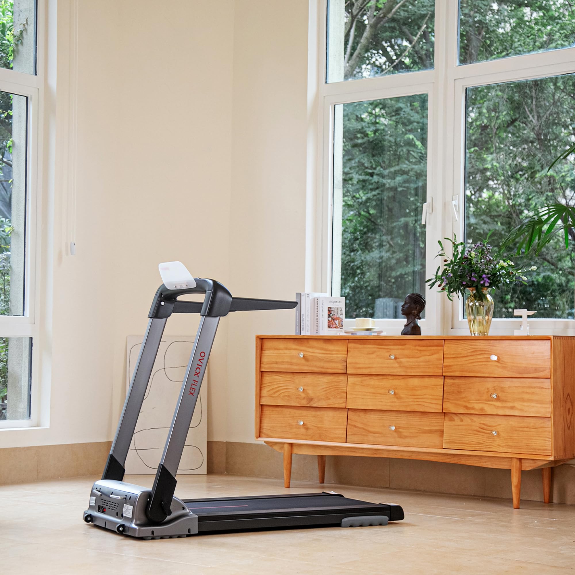 OVICX Foldable Treadmill for Home & Apartment - Compact Electric Running Machine with LCD Display for Cardio Workout, Jogging & Fitness Training - Perfect for Small Spaces & Home Gym