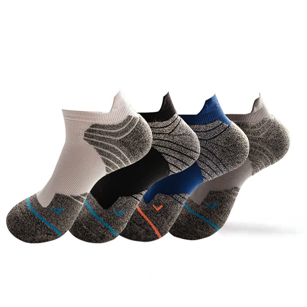 **Men's Breathable Sports Socks - 4 Pairs Quick-Dry Basketball Socks with Towel Bottom for Running, Gym & Outdoor Activities (One Size, Assorted Colors)**