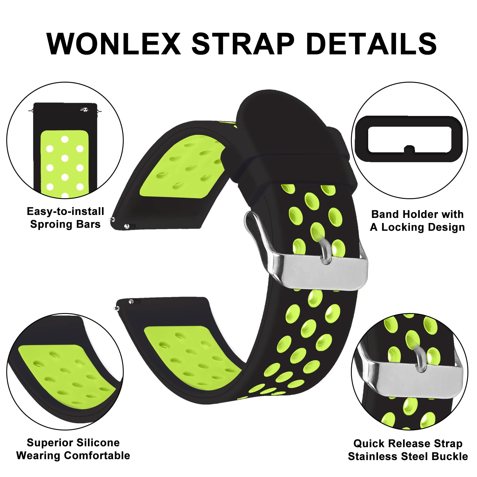 Universal 18mm 20mm 22mm 24mm Quick Release Silicone Watch Band - Durable Rubber Replacement Strap for Men & Women - Perfect for Sports, Fitness & Everyday Wear