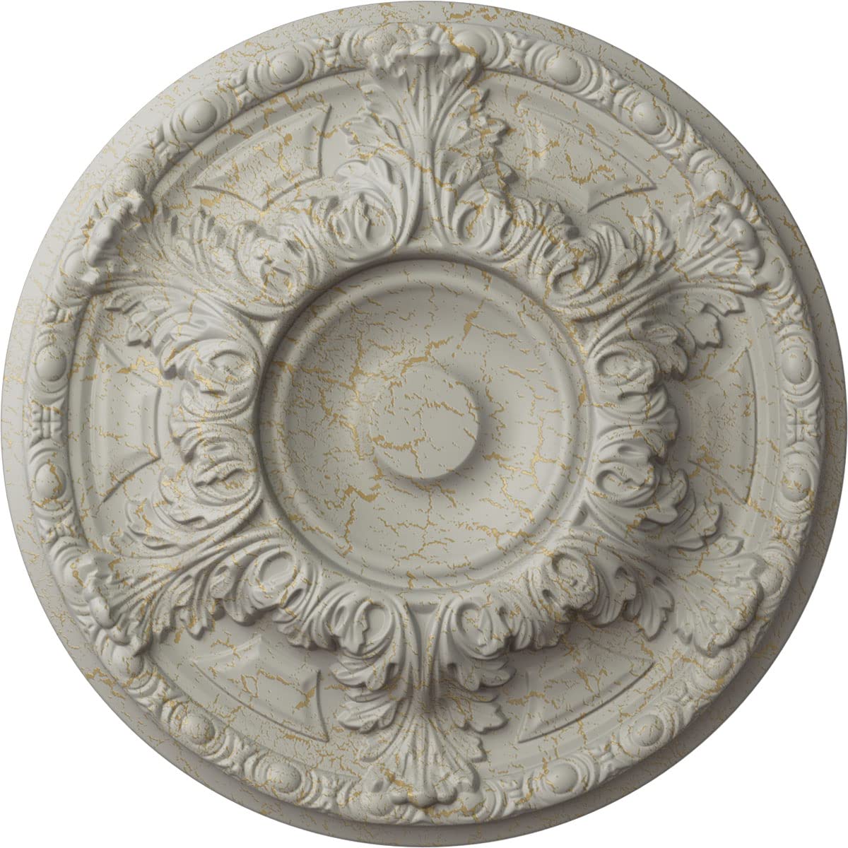 Ekena Millwork CM19GAPCC Granada Ceiling Medallion - 19 Inch Diameter, 1.5 Inch Projection - Fits 7 1/8 Inch Canopies - Hand-Painted Pot of Cream Crackle Finish - Perfect for Dining Room, Bedroom & Living Room Ceiling Decor