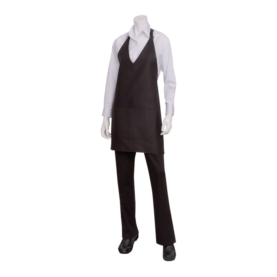 Chef Works F23 V Neck Tuxedo Apron - Professional Black Waist Apron for Chefs, Waiters & Bartenders - Perfect for Fine Dining, Catering & Cocktail Parties