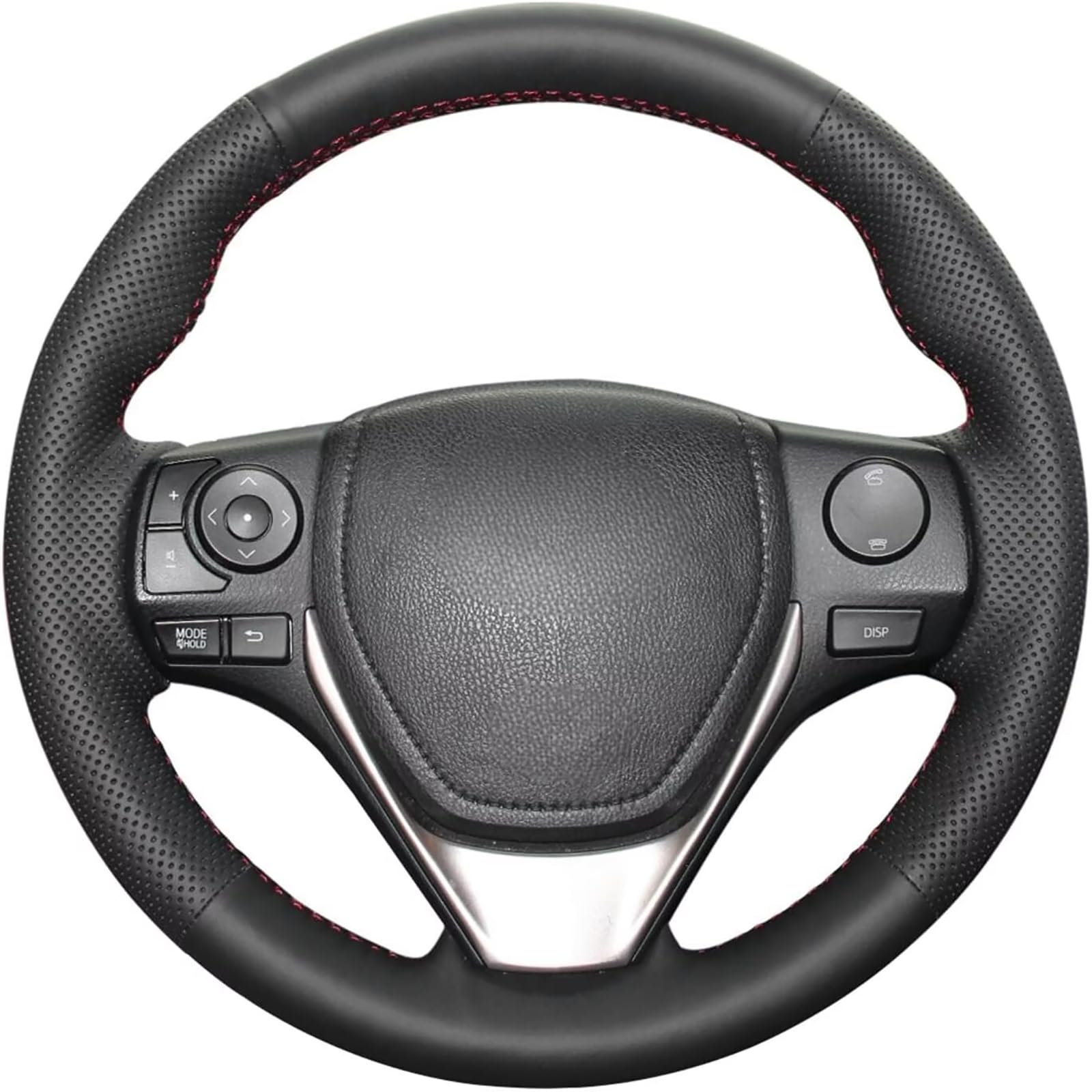 Premium Genuine Leather & Carbon Fiber Steering Wheel Cover for Toyota Corolla 2014-2018, RAV4 2013-2018 & Scion iM 2016 - Custom Fit Car Interior Accessories for Enhanced Grip & Comfort (Perfect for Daily Commute & Road Trips)