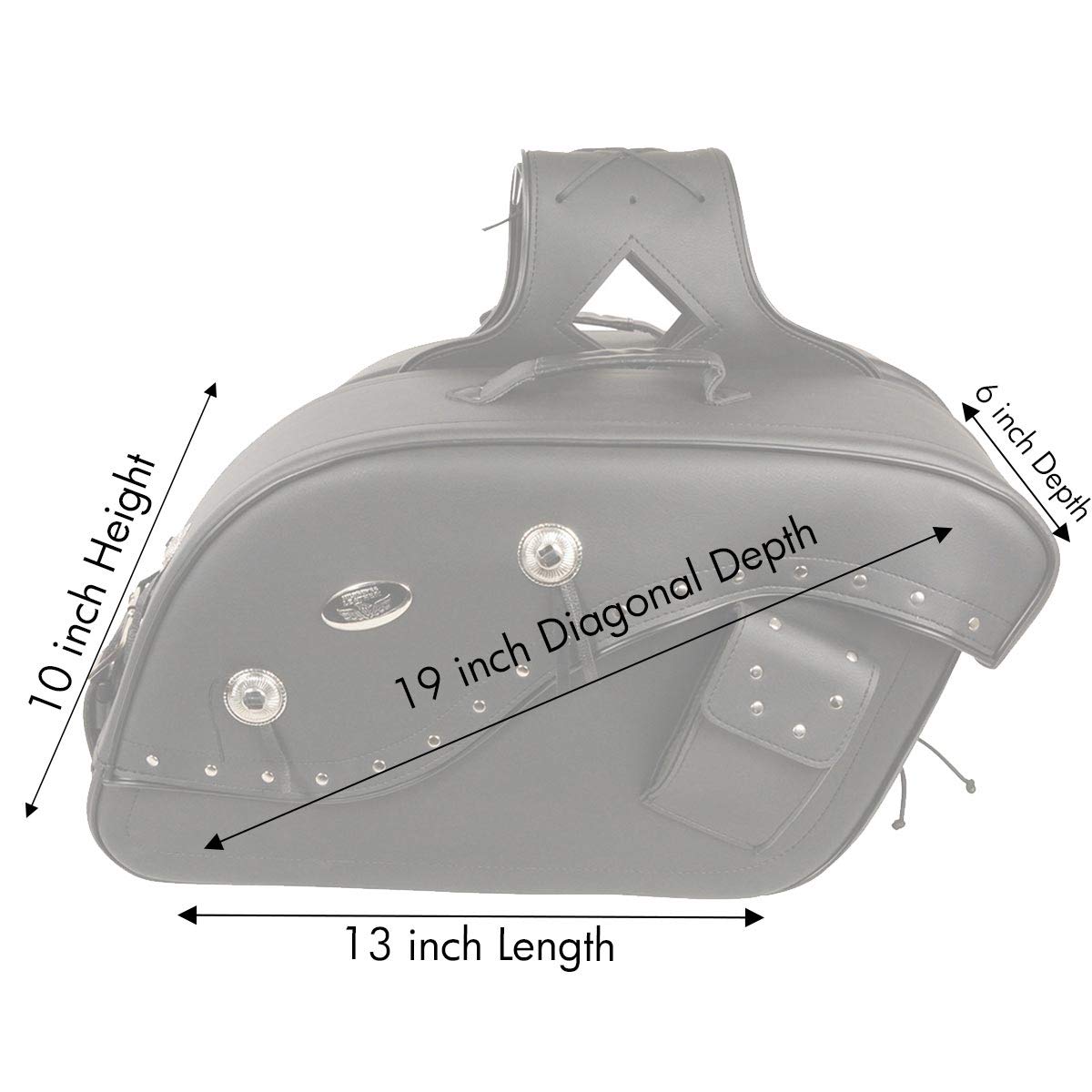Milwaukee Leather MP8301 Black PVC Medium Cruiser Style Riveted Throw Over Motorcycle Saddlebags - One Size Fits Most - Perfect for Harley, Honda & Yamaha Bikes - Great for Road Trips & Daily Commuting