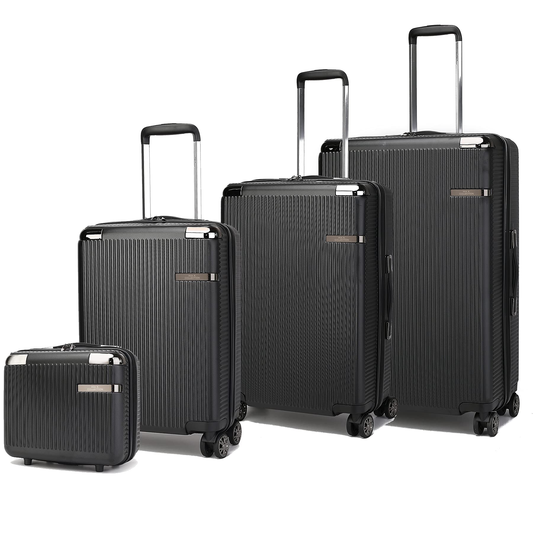 MKF Collection 4-Piece Luggage Set - Lightweight Hardshell Spinner Suitcase with 4 Wheels for Fashionable Travel | Perfect for Business Trips, Vacations & Family Getaways