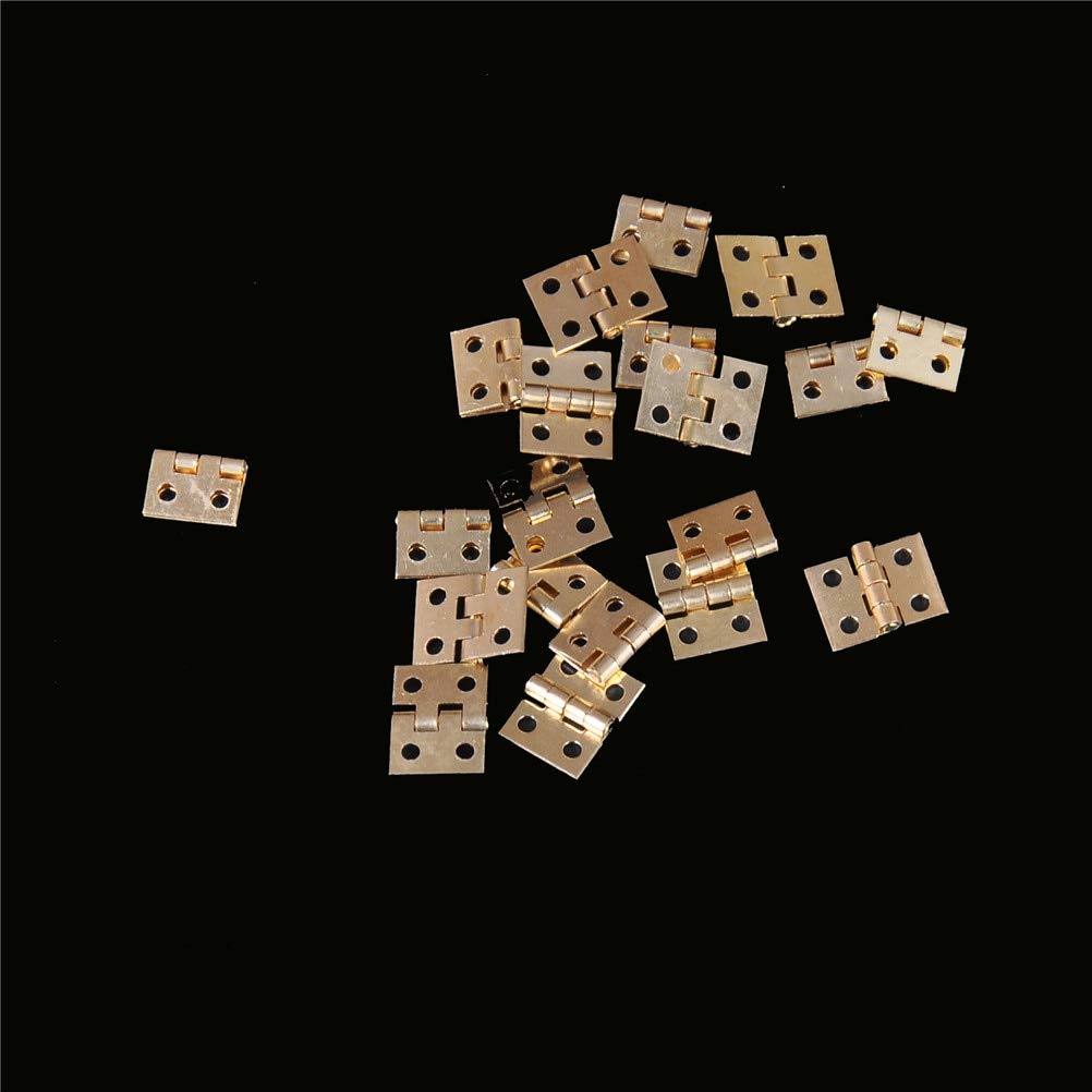 20Pcs Brass Plated Cabinet Hinges 8mmx10mm - Mini Decorative Hinges for Jewelry Box, Wooden Cabinet & Furniture Repair - Durable Small Hardware Accessories for DIY Projects & Home Improvement
