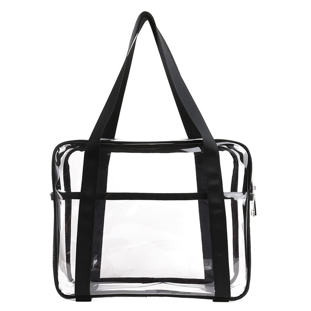 JIBIACB Clear Tote Bag - Waterproof Travel Toiletry Organizer, Transparent Cosmetic Makeup Bag for Beach, Pool & Gym | Zippered Shower Caddy for Work, School, Sports Events & Concerts | Perfect for TSA Compliance & Festival Essentials
