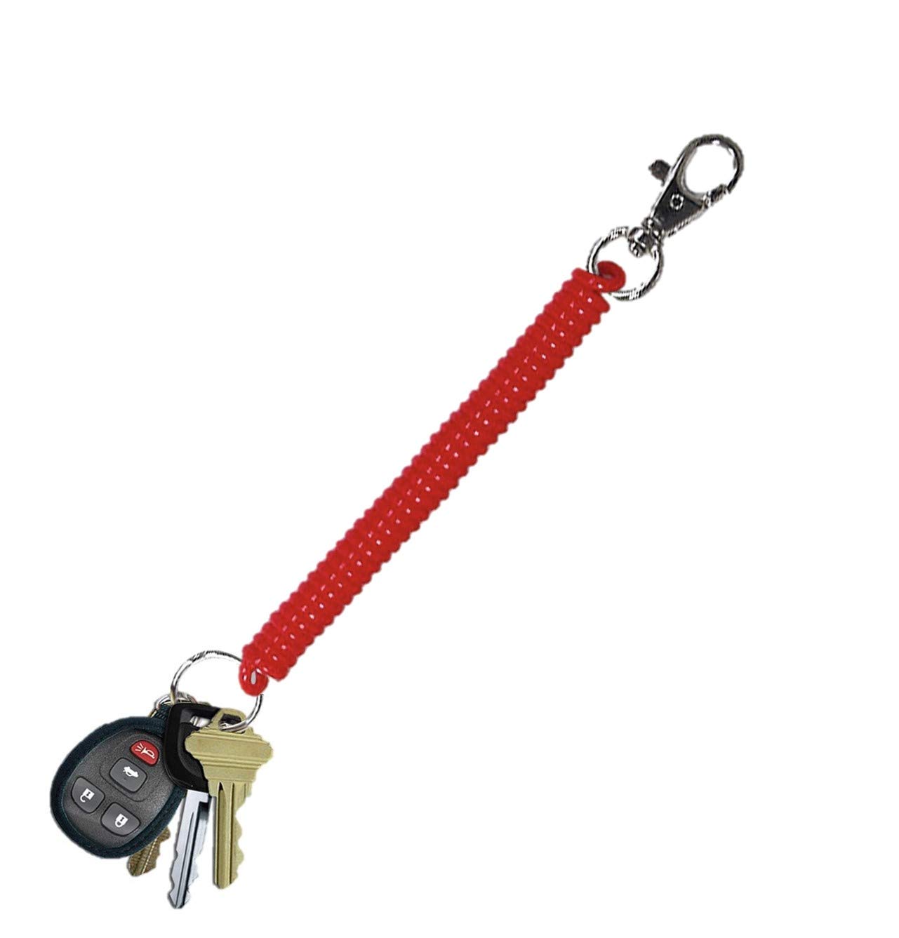 Lucky Line Mini Coil Trigger Snap with Key Ring - 5 Pack (Red) | Durable Keychain for Keys, Purses, Backpacks & Belts | Perfect for School, Travel, Casino & Party Favors | Stocking Stuffers Gift Idea (Model 4137005)