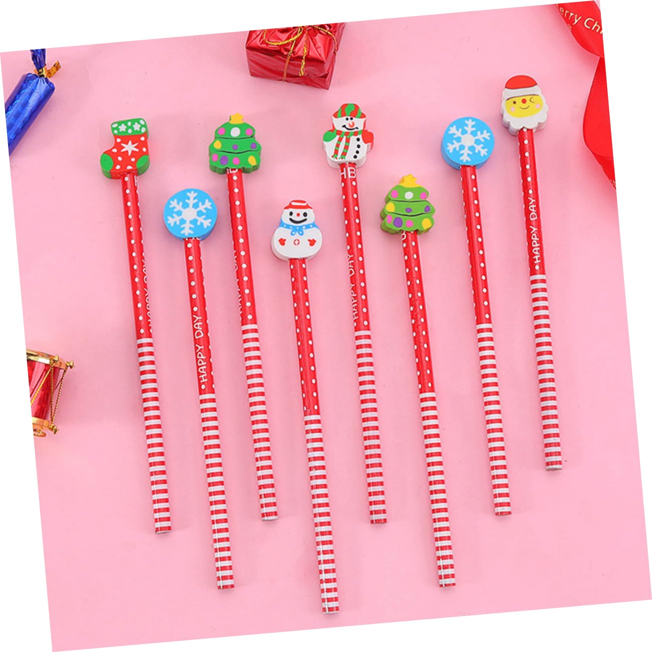 NUOBESTY Christmas Themed Wooden Pencils - 12 Pack Colorful Holiday Pencils for Kids, Fun School Supplies & Classroom Gifts for Boys and Girls - Perfect for Christmas Stocking Stuffers, Classroom Rewards & Holiday Party Favors