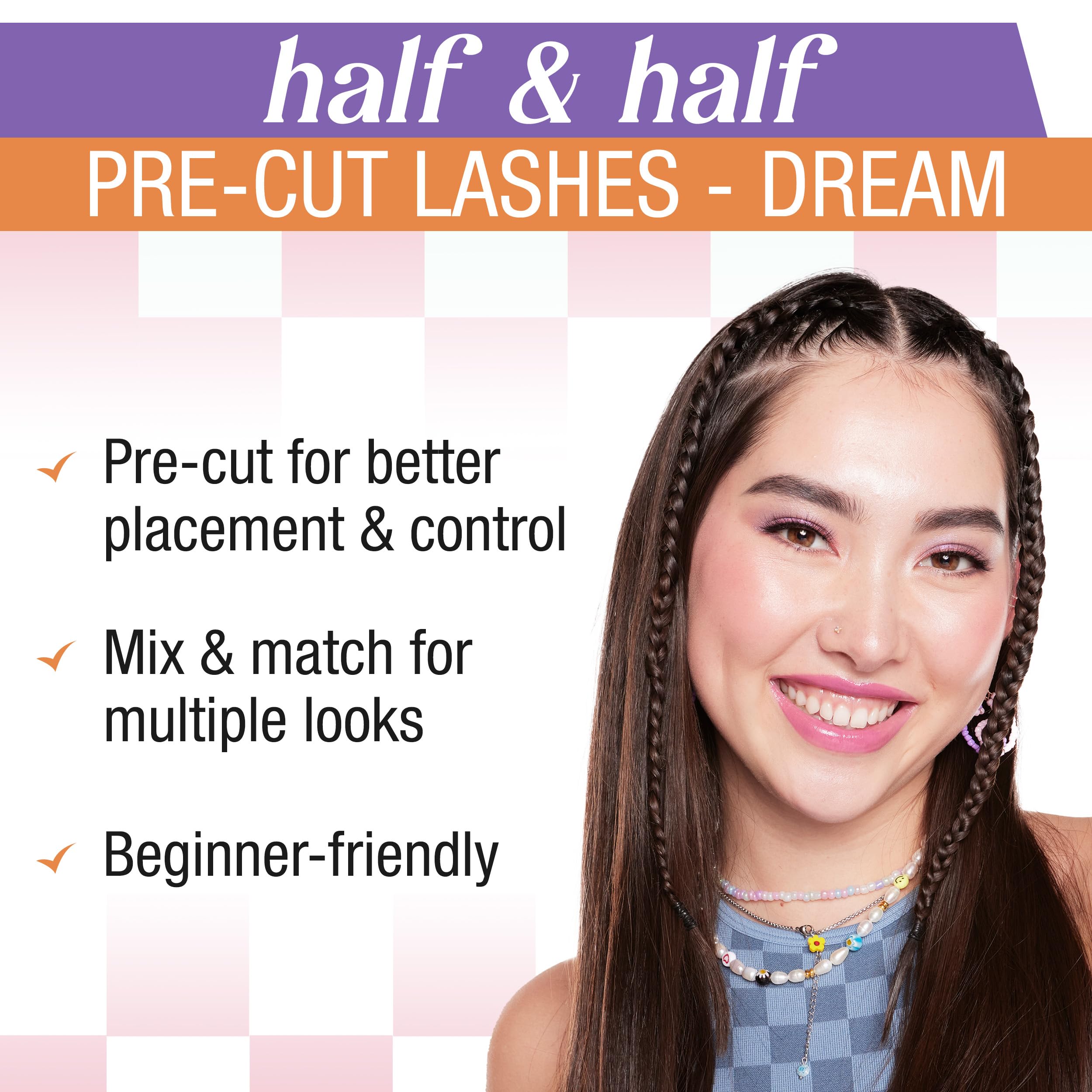 Ardell Winks Half & Half Pre-Cut False Eyelashes - DIY Lash Clusters for Cat Eye & Wispy Look (1-Pack) | Perfect for Parties, Weddings & Everyday Glam