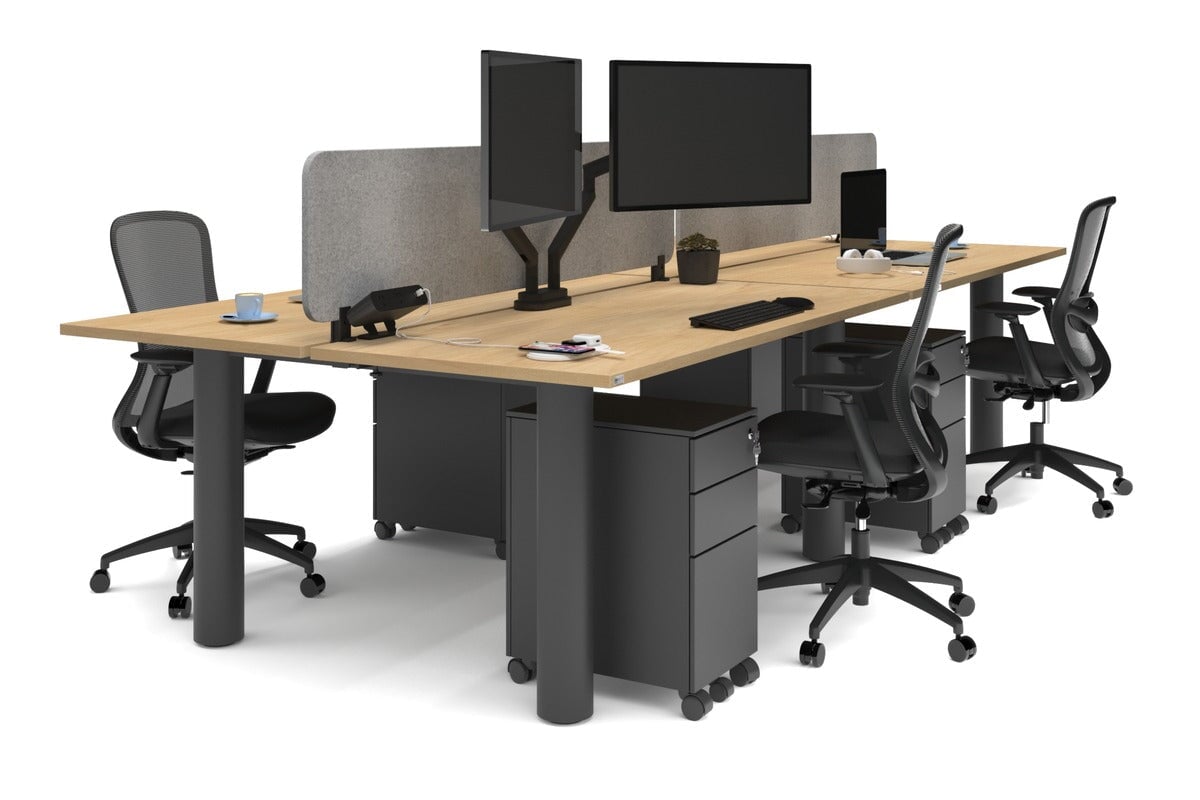 Quadro Cylinder Leg 4-Person Office Workstation Desk [1600L x 700W] - Modern Office Furniture for Team Collaboration & Productivity
