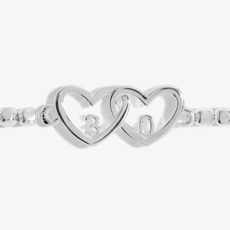Joma Jewellery Bracelet - Forever Yours Happy 30th Birthday Gift for Women, Sterling Silver Anniversary Jewelry for Her - Perfect for Birthday, Anniversary & Special Occasions