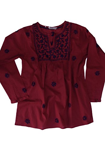 Navy Embroidery on Red