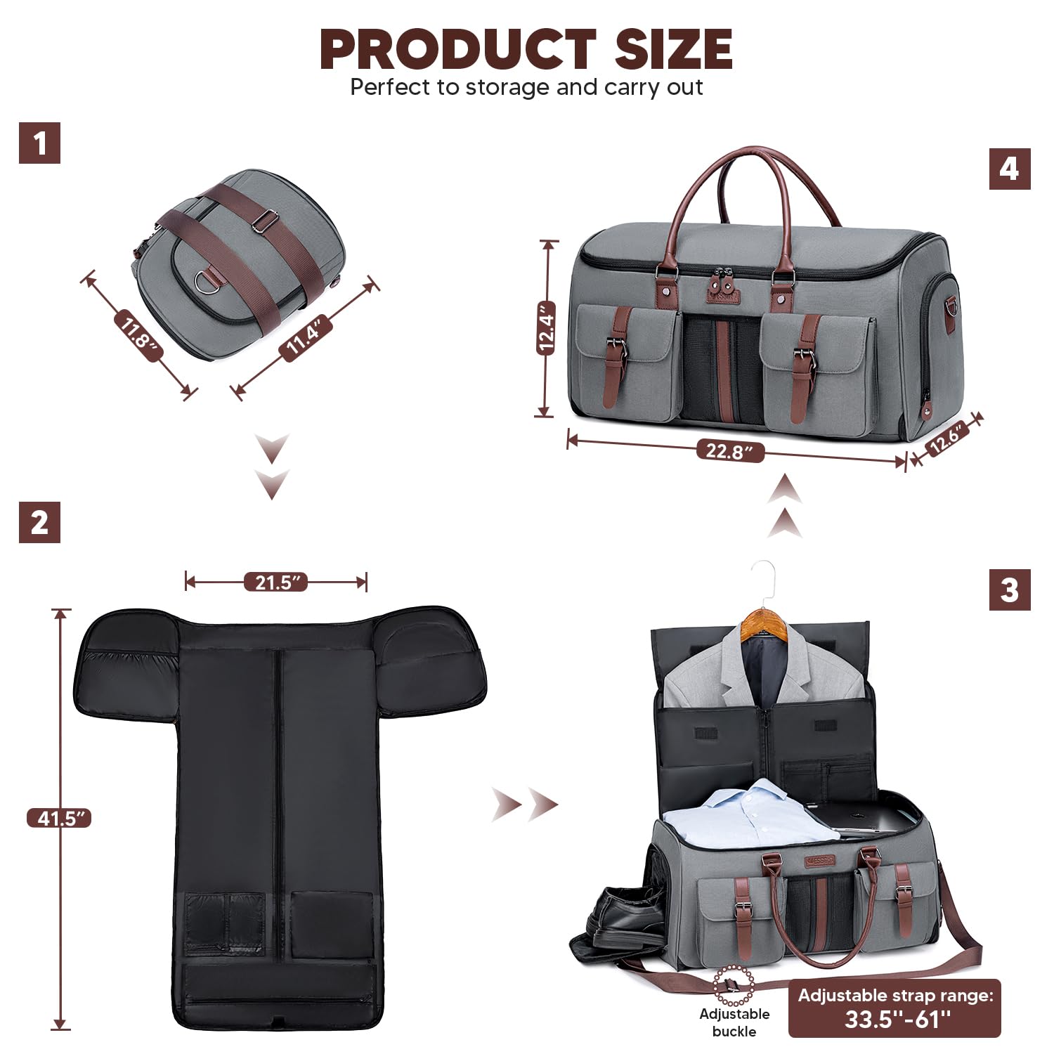 Convertible Carry On Garment Bag for Travel - 2 in 1 Hanging Suitcase & Duffle Bag with Shoe Compartment for Men & Women | Perfect for Business Trips, Weddings & Airplane Travel