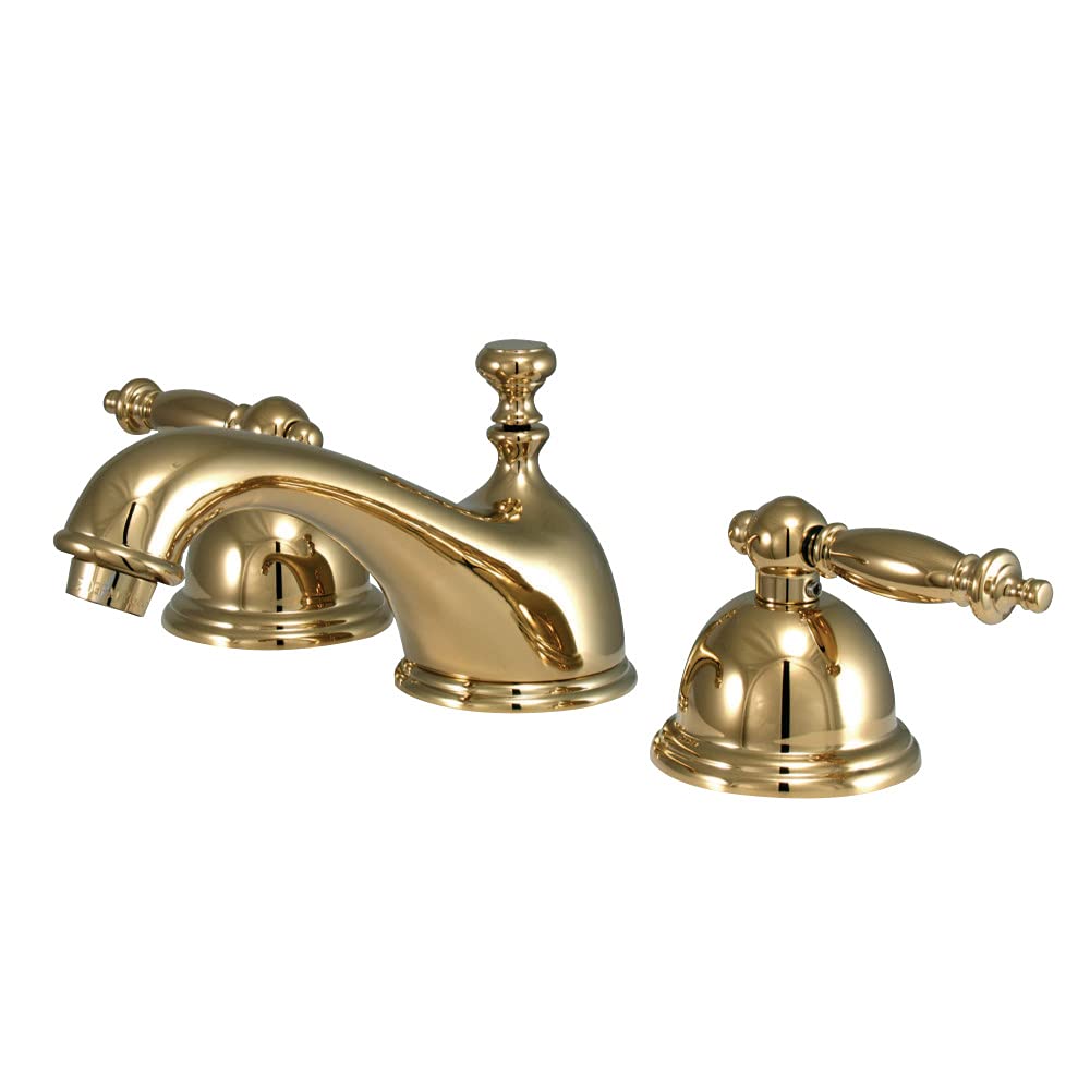 Kingston Brass KS3962TL Templeton Widespread Bathroom Faucet with Brass Pop-Up Drain, Polished Brass Finish - Perfect for Modern Vanities and Luxury Bathroom Upgrades