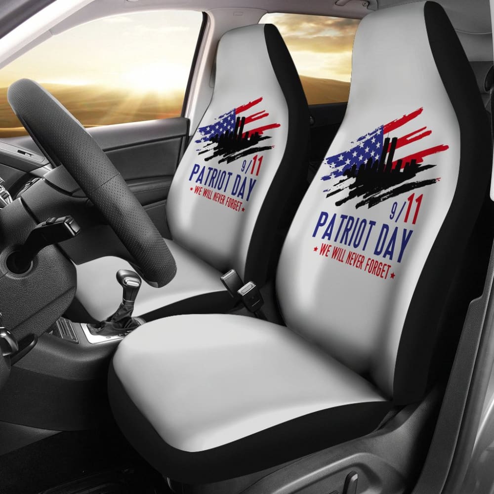 09.11 Patriot Day We Will Never Forget Car Seat Covers - American Flag Tribute Auto Accessories for Trucks & SUVs - Perfect for Memorial Day, Veterans Day & Patriotic Events
