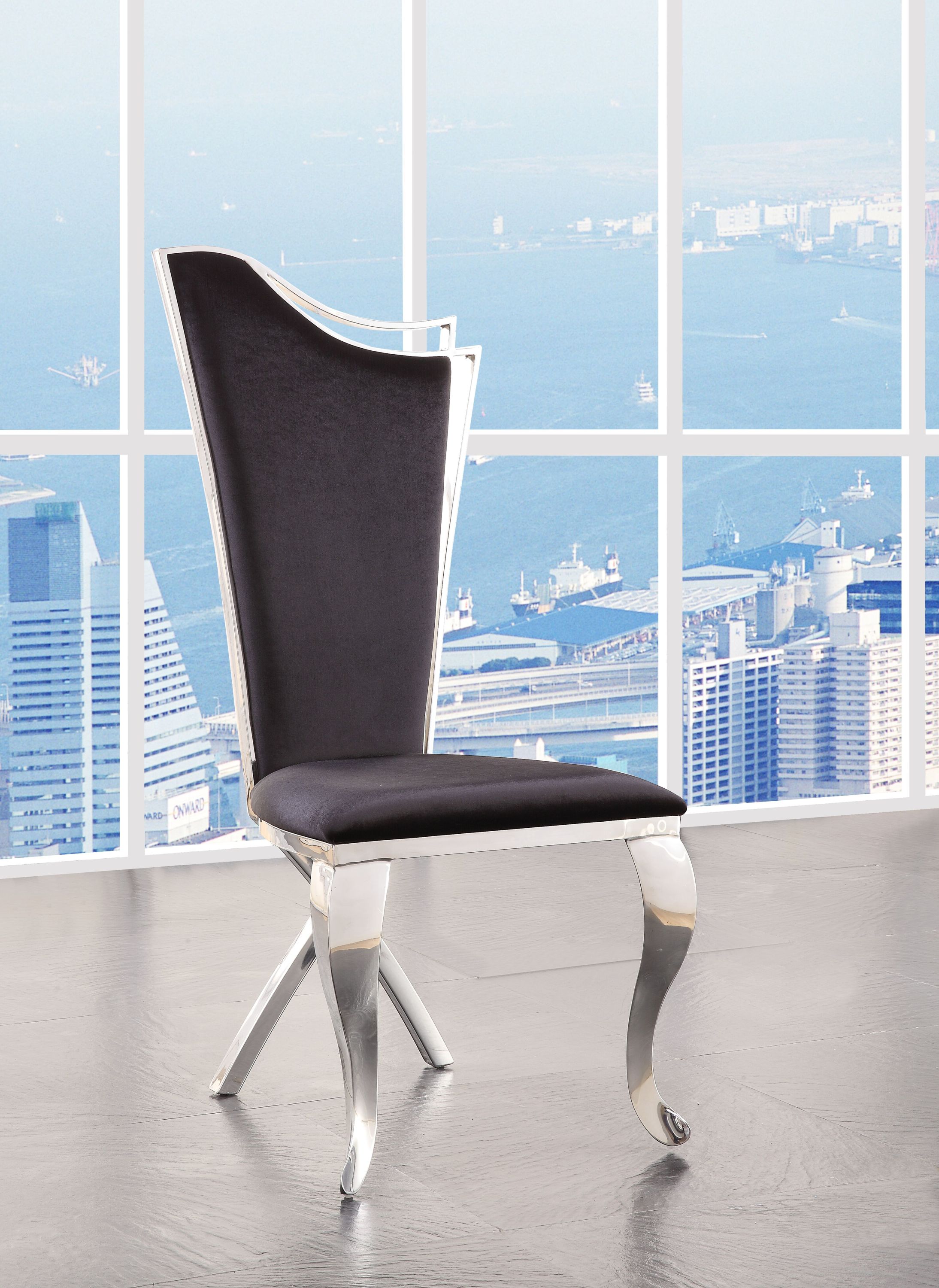 Modern Black & Stainless Steel X-Back Dining Chairs - Set of 2 Contemporary Metal Side Chairs for Kitchen, Dining Room, Office or Outdoor Patio