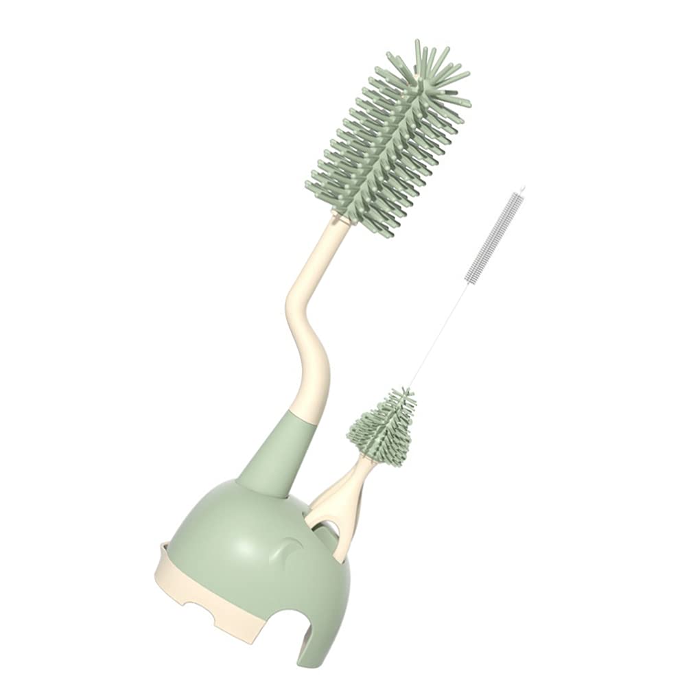 Healifty Silicone Baby Bottle Cleaning Brush - Flexible Rotating Brush for Glass Bottles, Jars & Baby Bottles (Light Green) - Perfect for Newborns, Travel & Dishwasher Safe